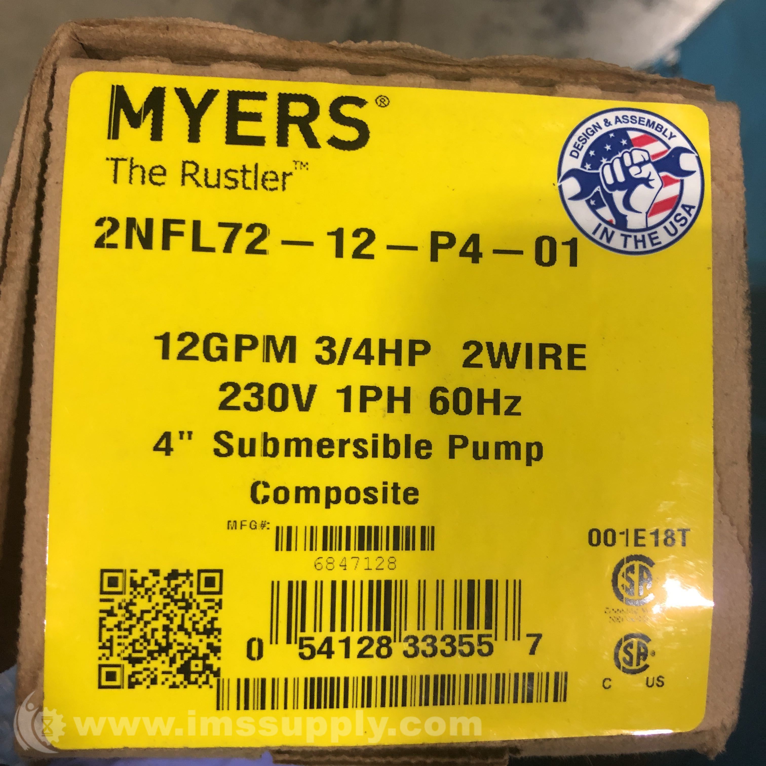 Myers Pumps 2NFL7212P401 4 Submersble Well Pump & Motor IMS Supply