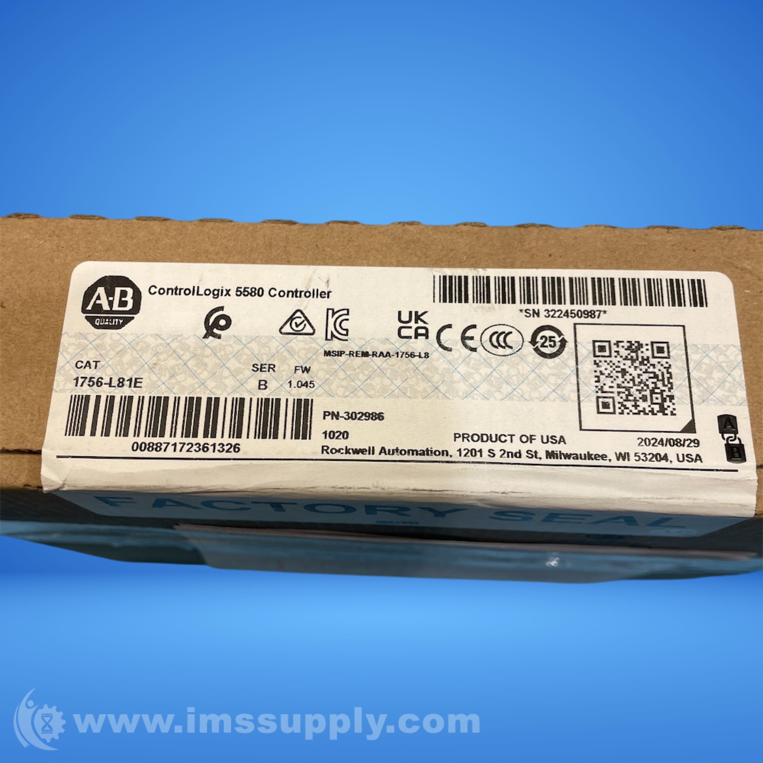 Allen Bradley 1756-L81E Series B ControlLogix 5580 Controller - IMS Supply