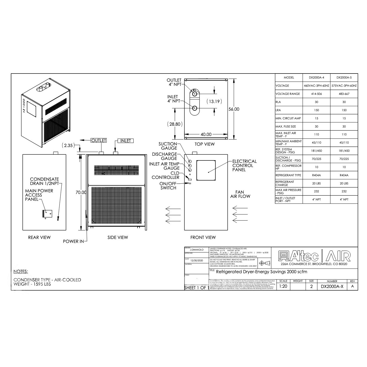 Altec AIR DX2000A5 DX Series Energy Saving Air Dryer IMS Supply