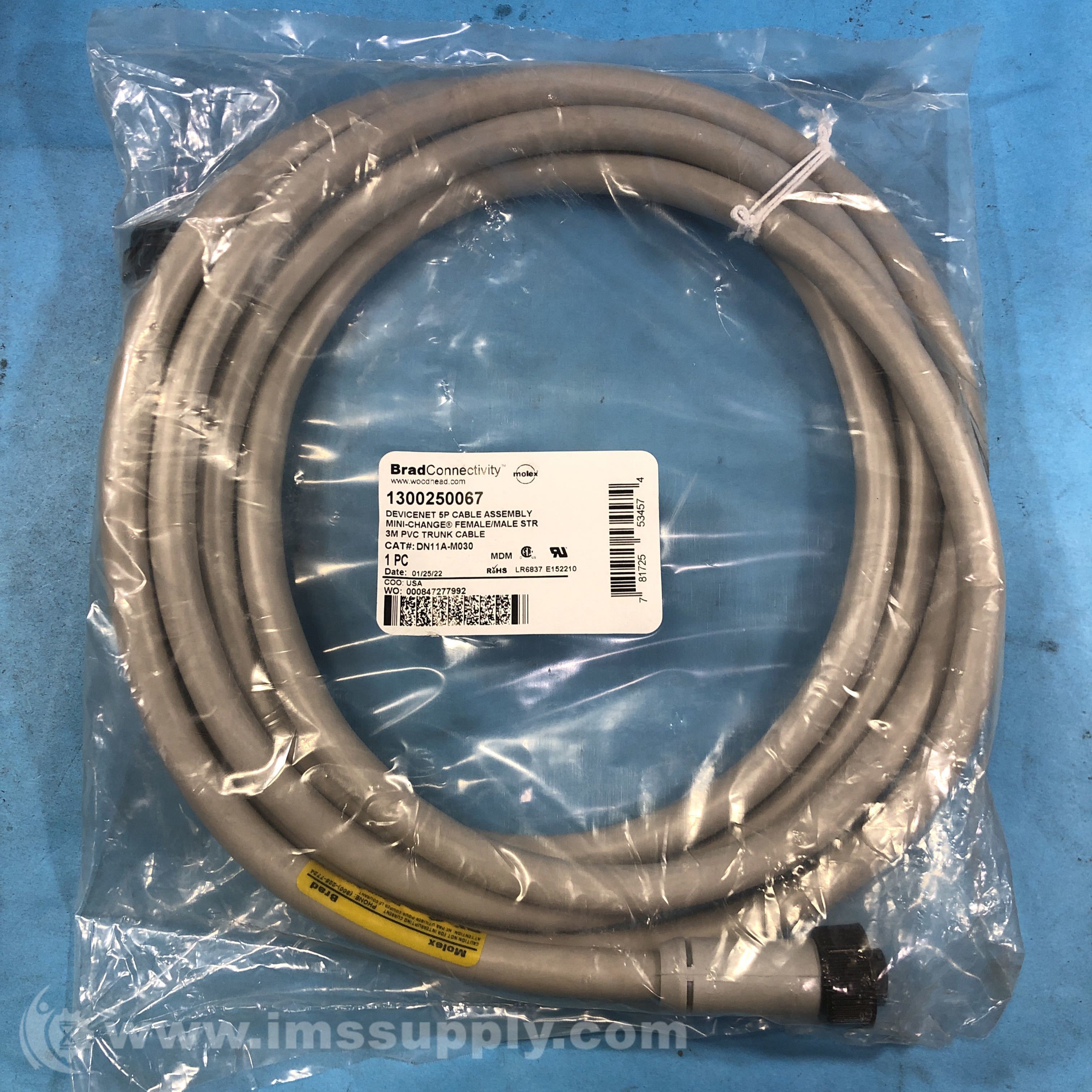 Molex 1300250067 Devicenet 5P Cable Assembly - IMS Supply