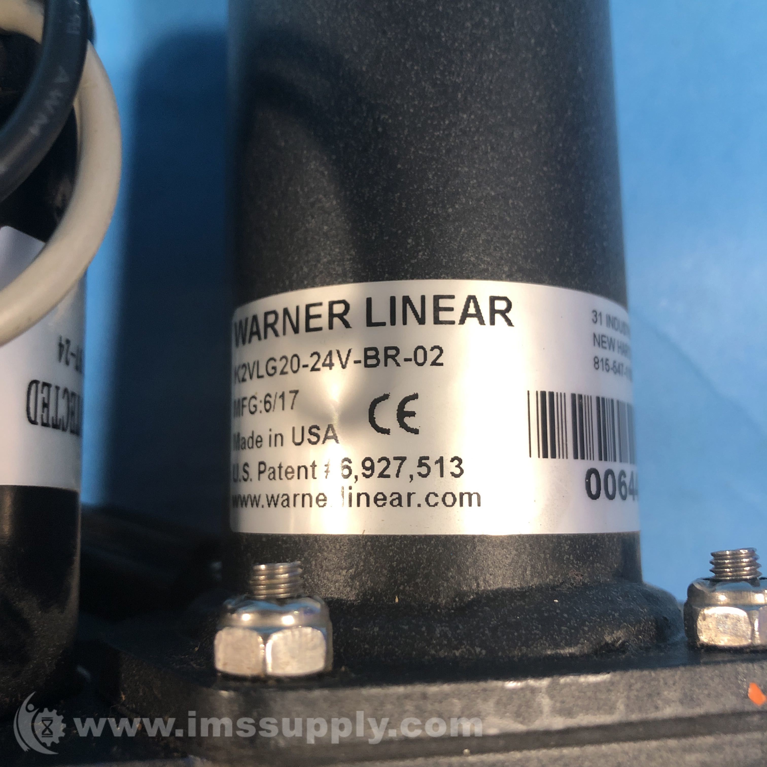 Warner Linear K2VLG2024VBR02 Electric Linear Actuator 24VDC IMS Supply
