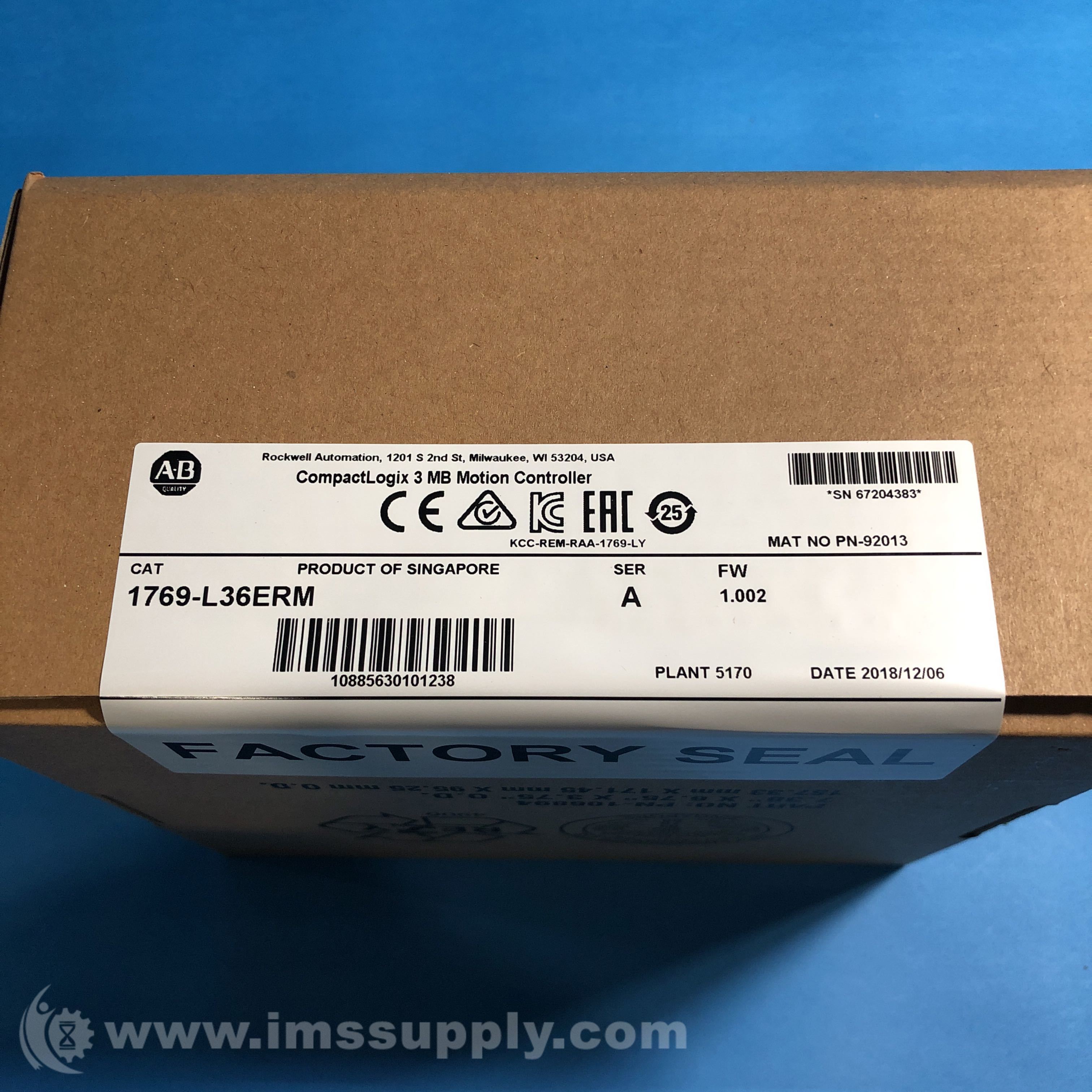 Allen Bradley 1769L36ERM Series A CompactLogix Motion Controller IMS