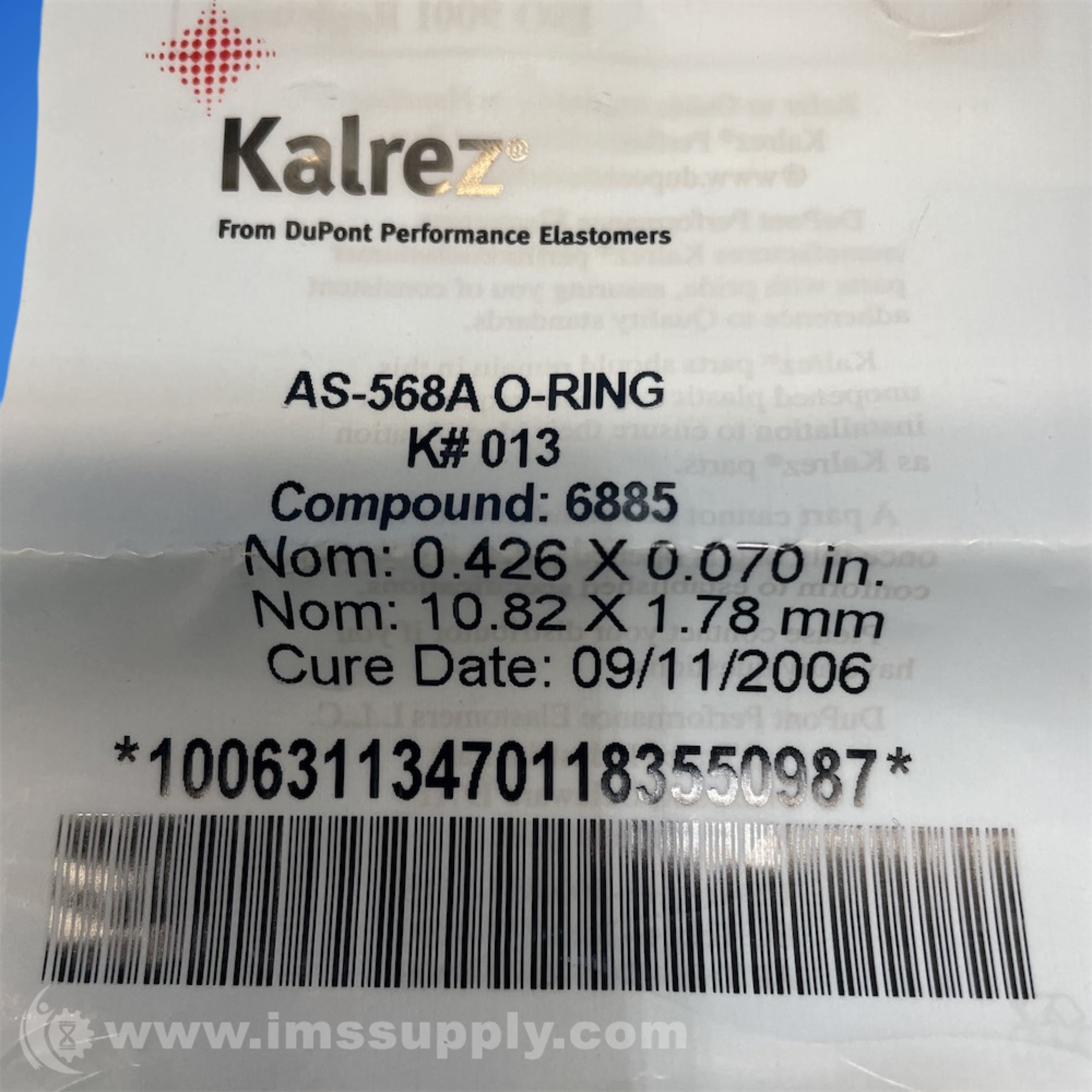 Dupont K# 013 Kalrez AS-568 O Ring - IMS Supply