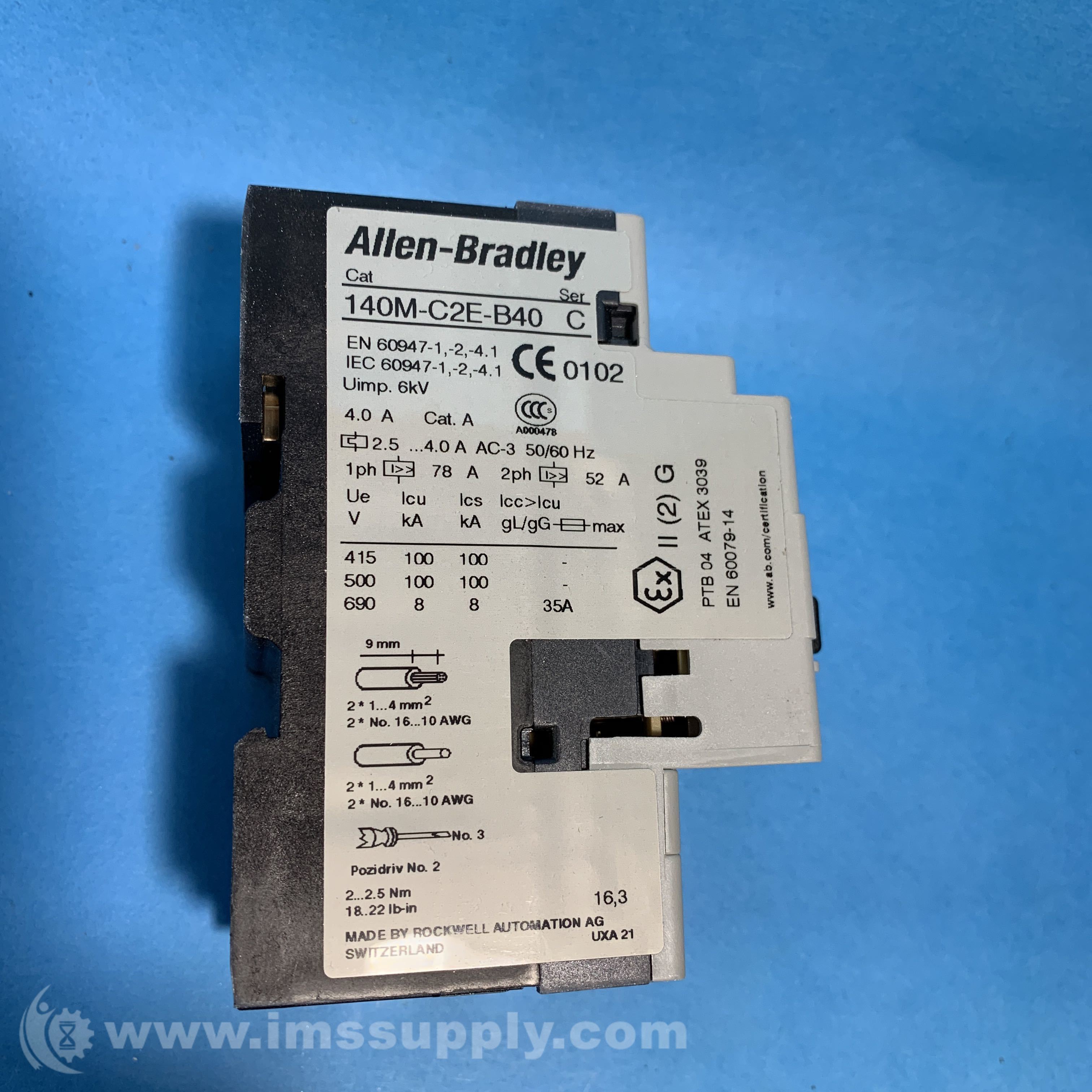 Allen Bradley 140MC2EB40 Motor Protection Circuit Breaker IMS Supply