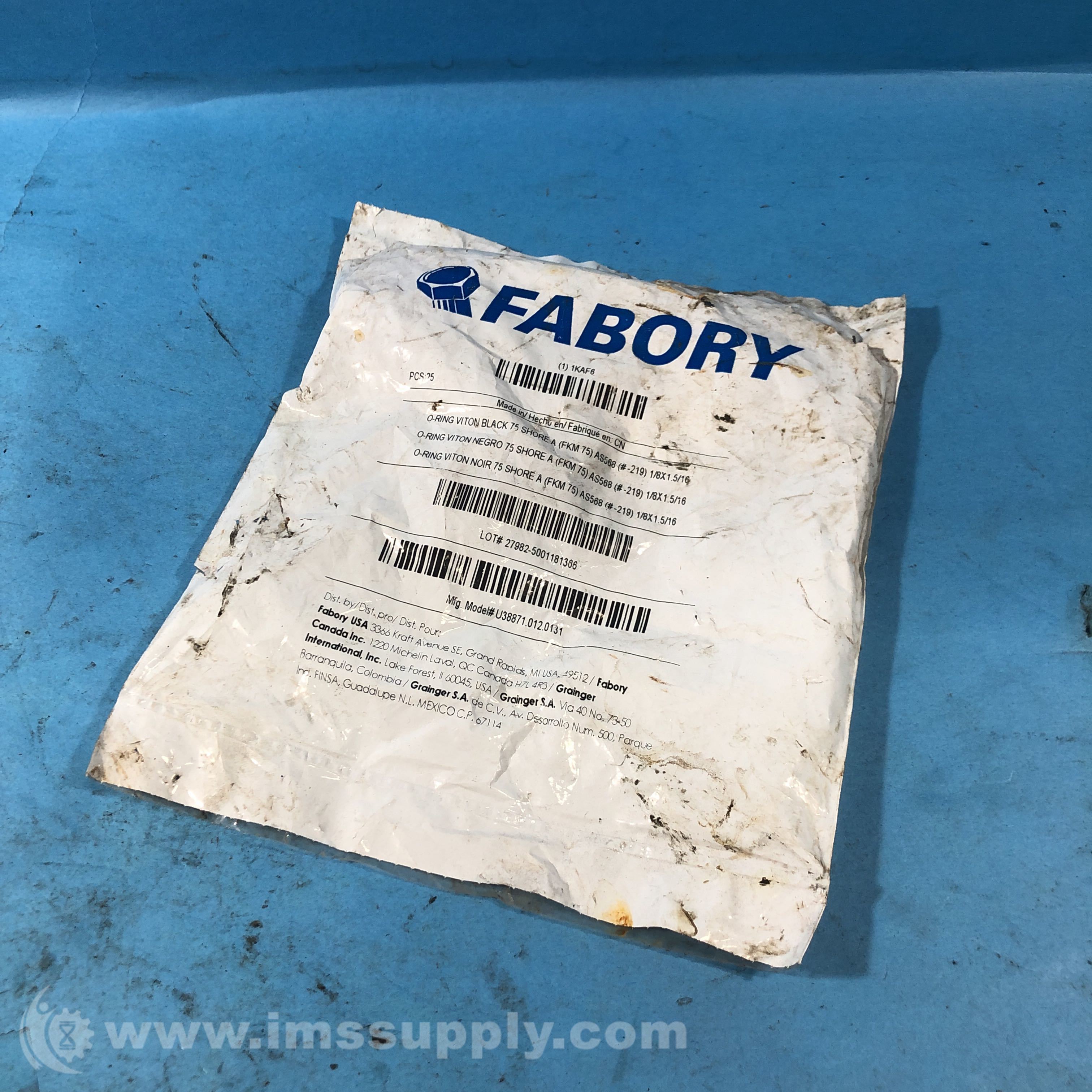 Fabory U38871.012.0131 Bag of 25 O-Rings: 219, 1-5/16 in Nominal - IMS ...