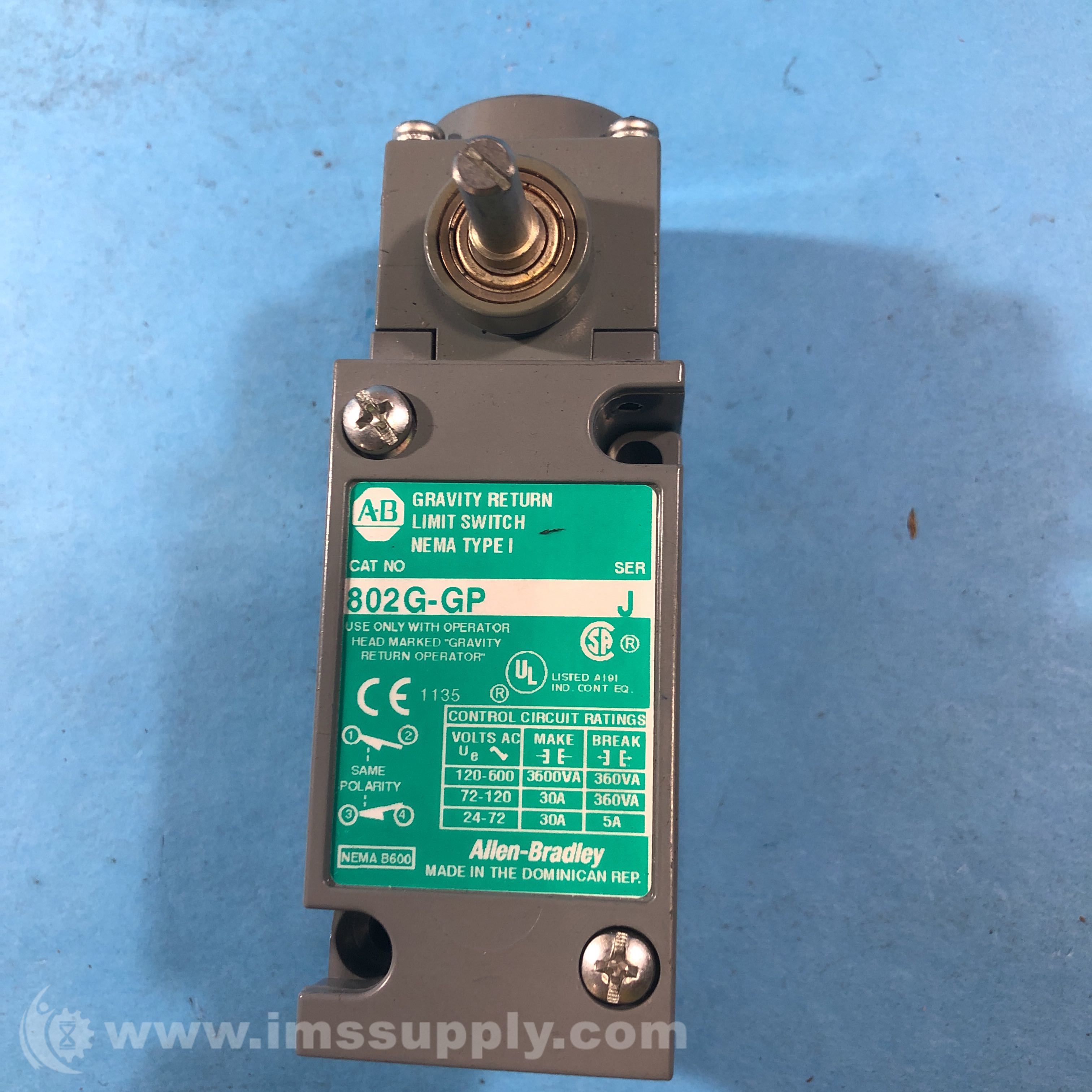 Allen Bradley 802GGP Gravity Return Limit Switch,Gravity Return IMS