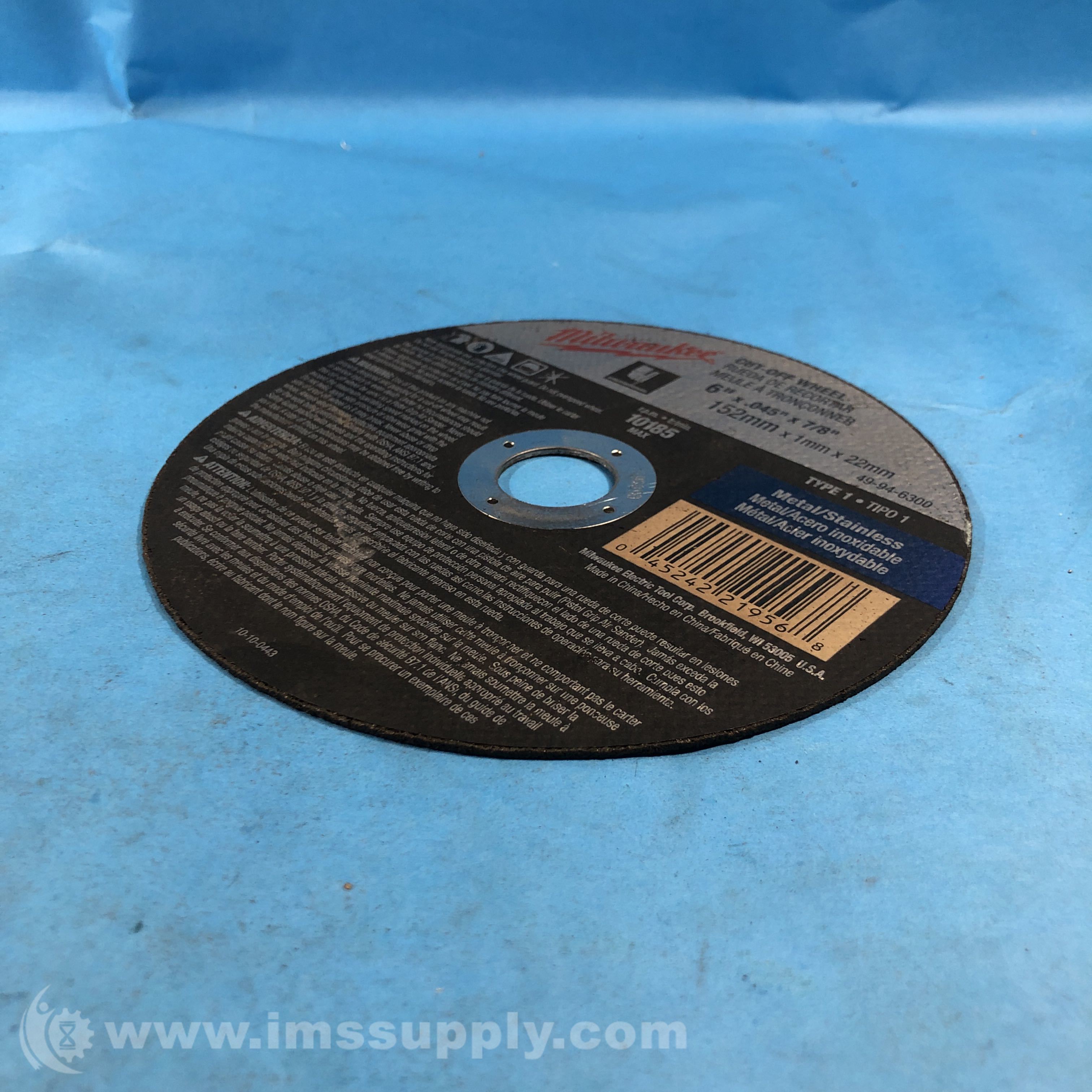 Milwaukee Tool 49946300 41/2 x .045 x 7/8 CutOff Wheel IMS Supply