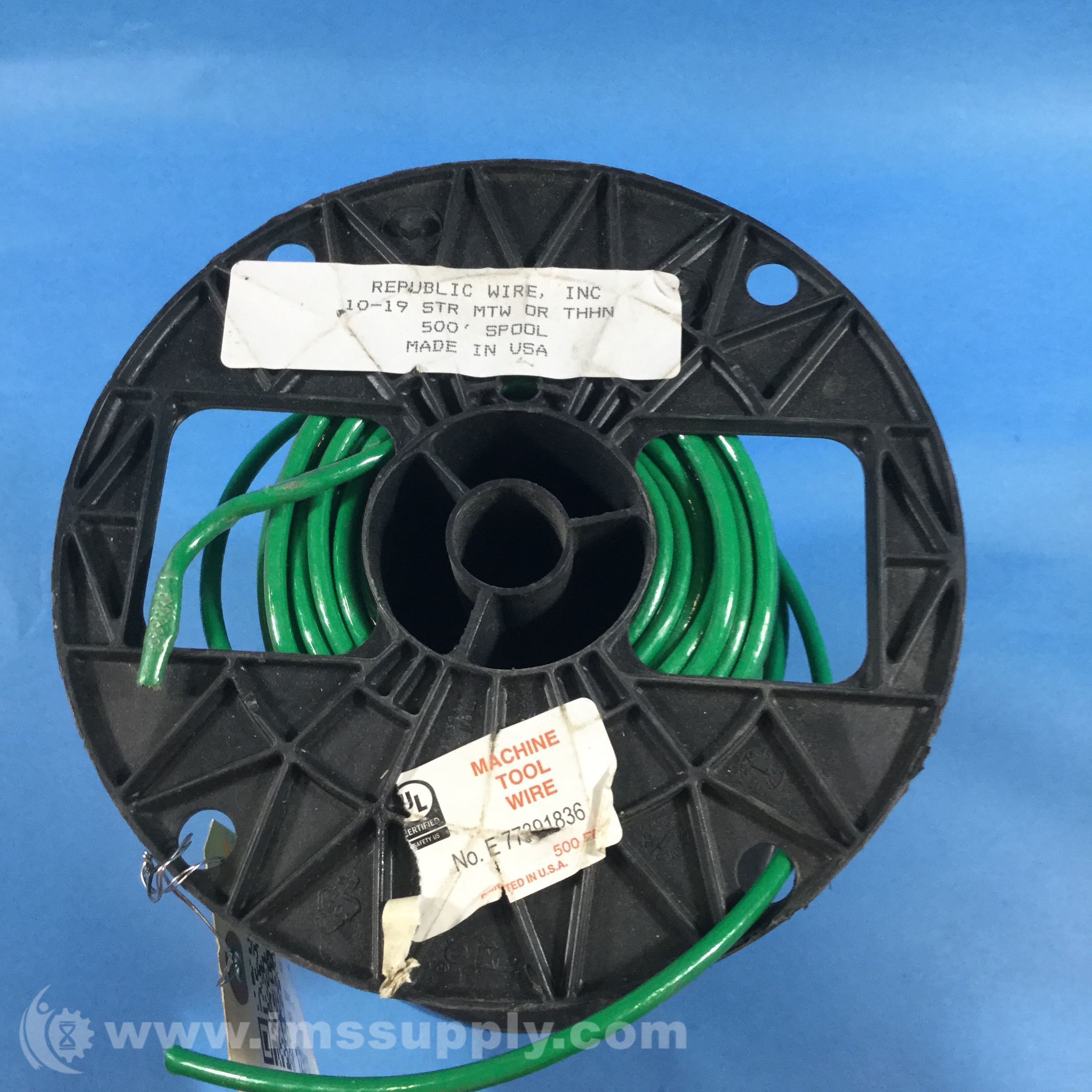 Republic Wire Inc E167613 Green, 10-19 STR MTW or THHN Wire Spool - IMS ...