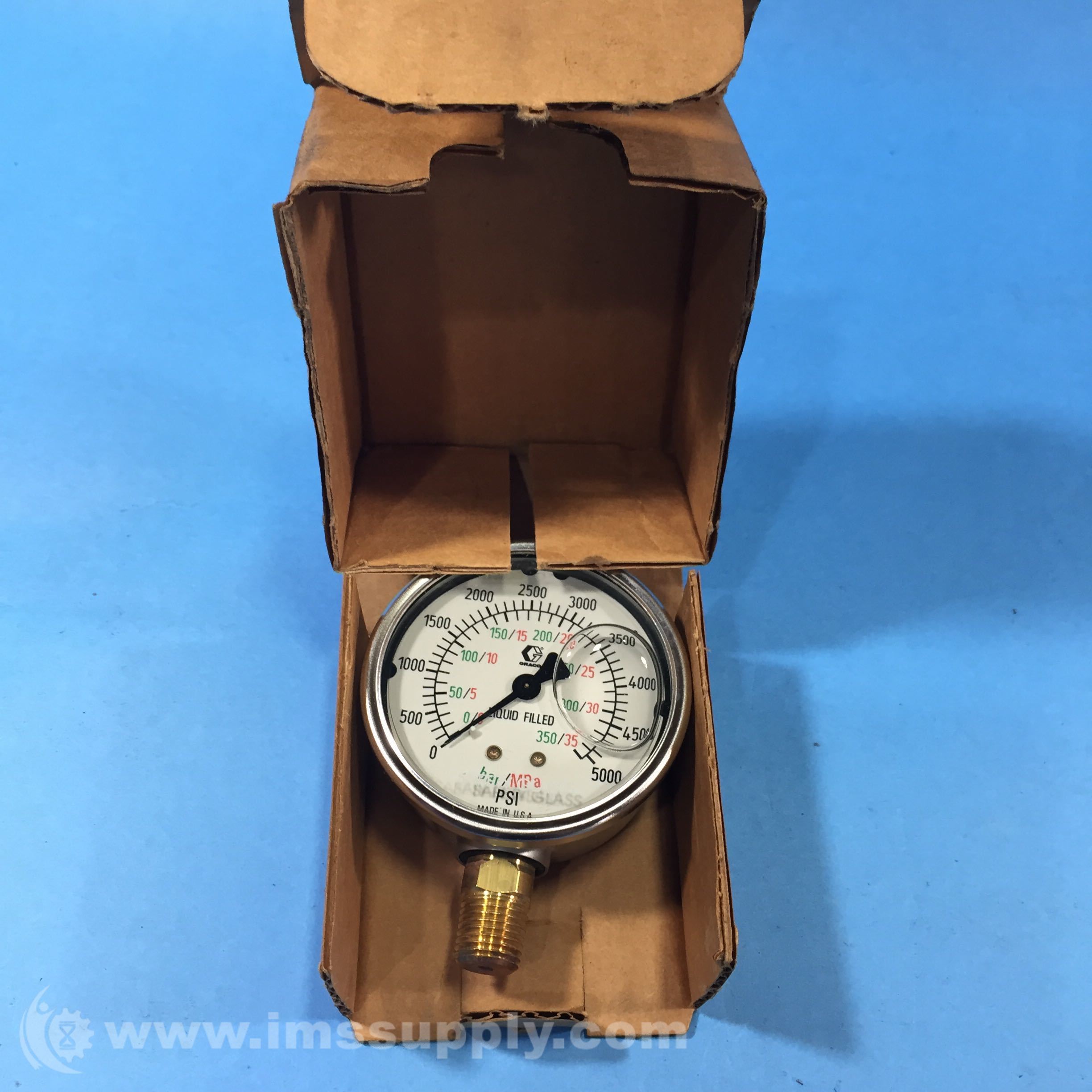 Graco 102814 Fluid Pressure Gauge, 05000 PSI, Liquid Filled IMS Supply