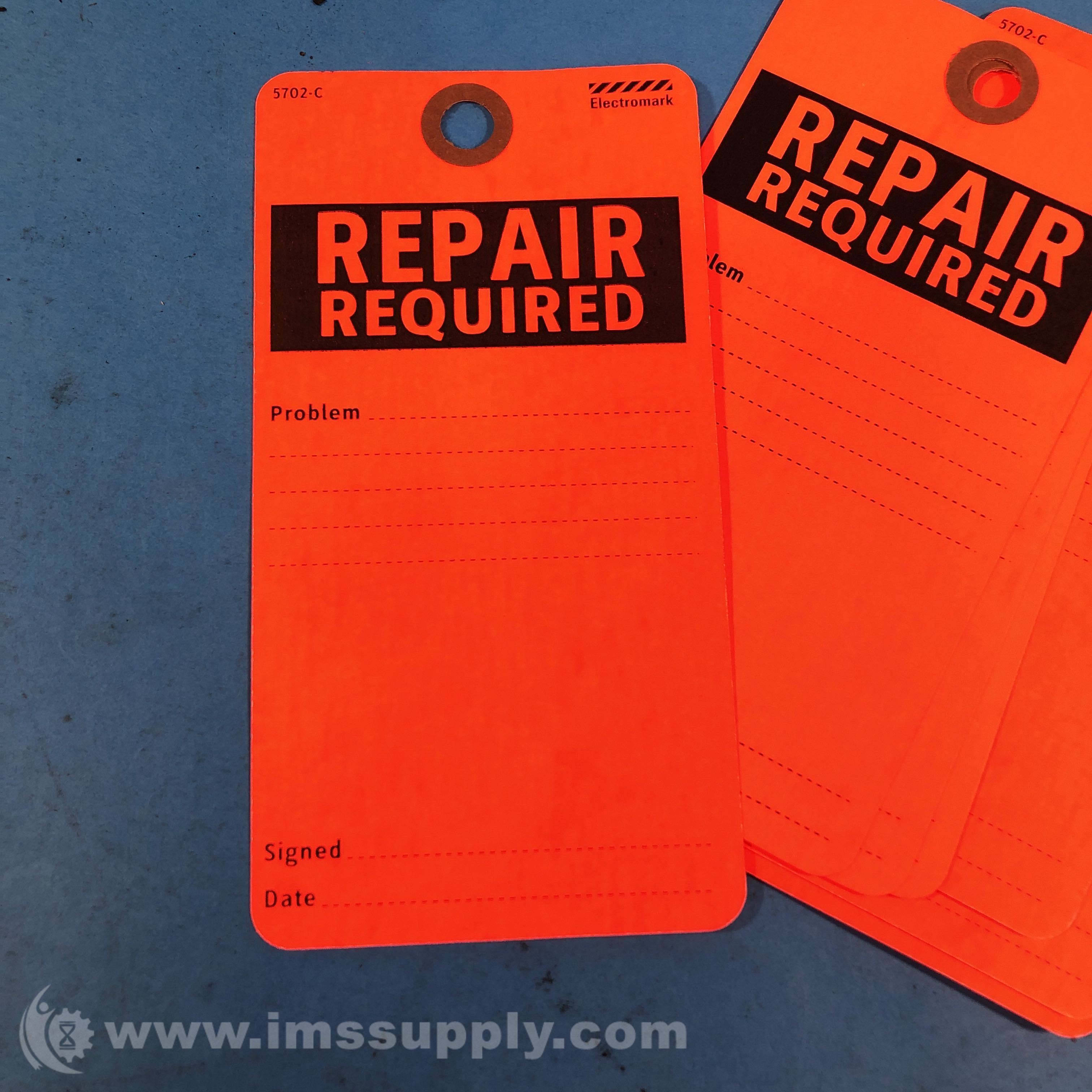Electromark 5702C Pack of 25 Required Tags, 53/4 x 3 Inch, Red IMS