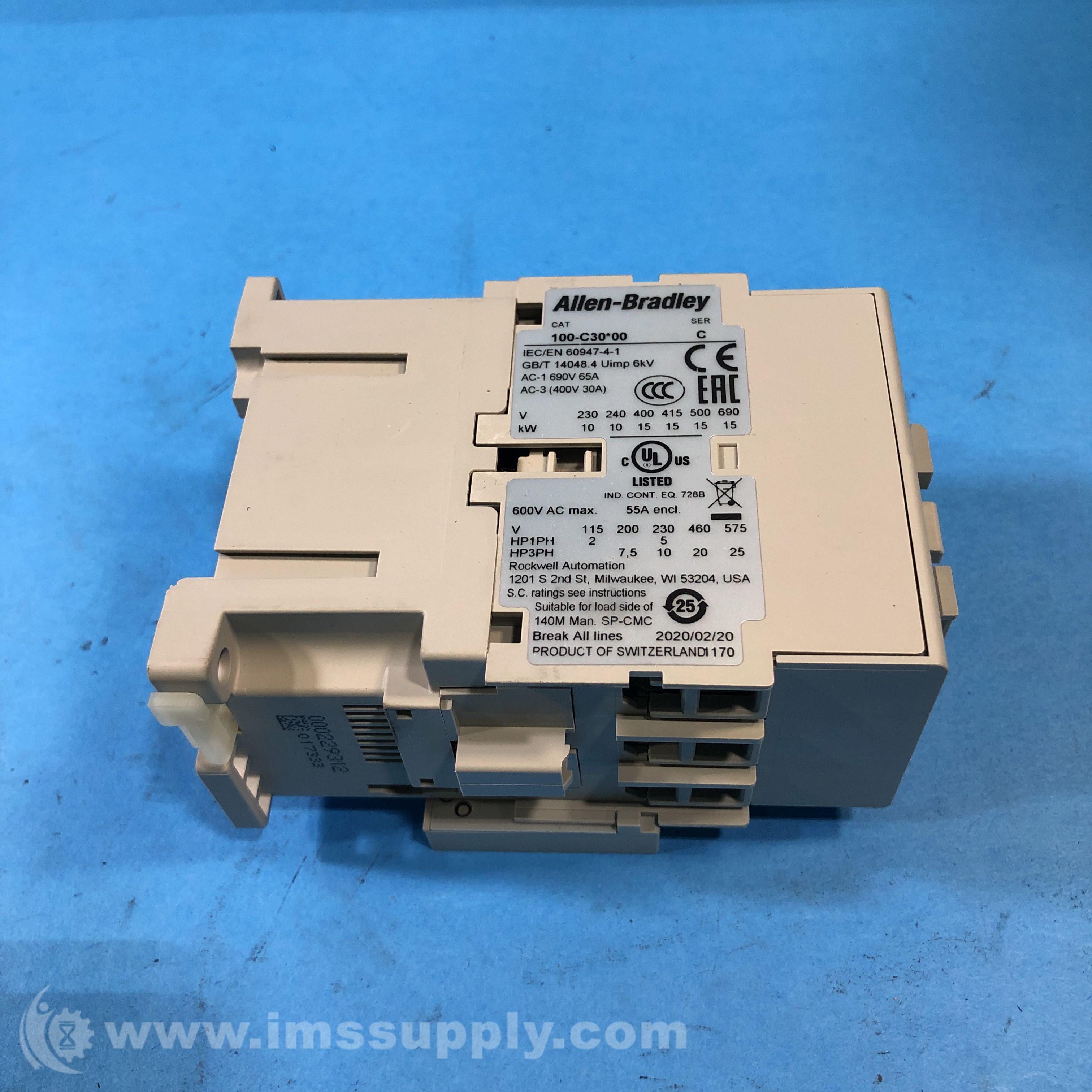 Allen Bradley 100-C30D10 Contactor ,30 A,110V 50 Hz / 120V 60 Hz