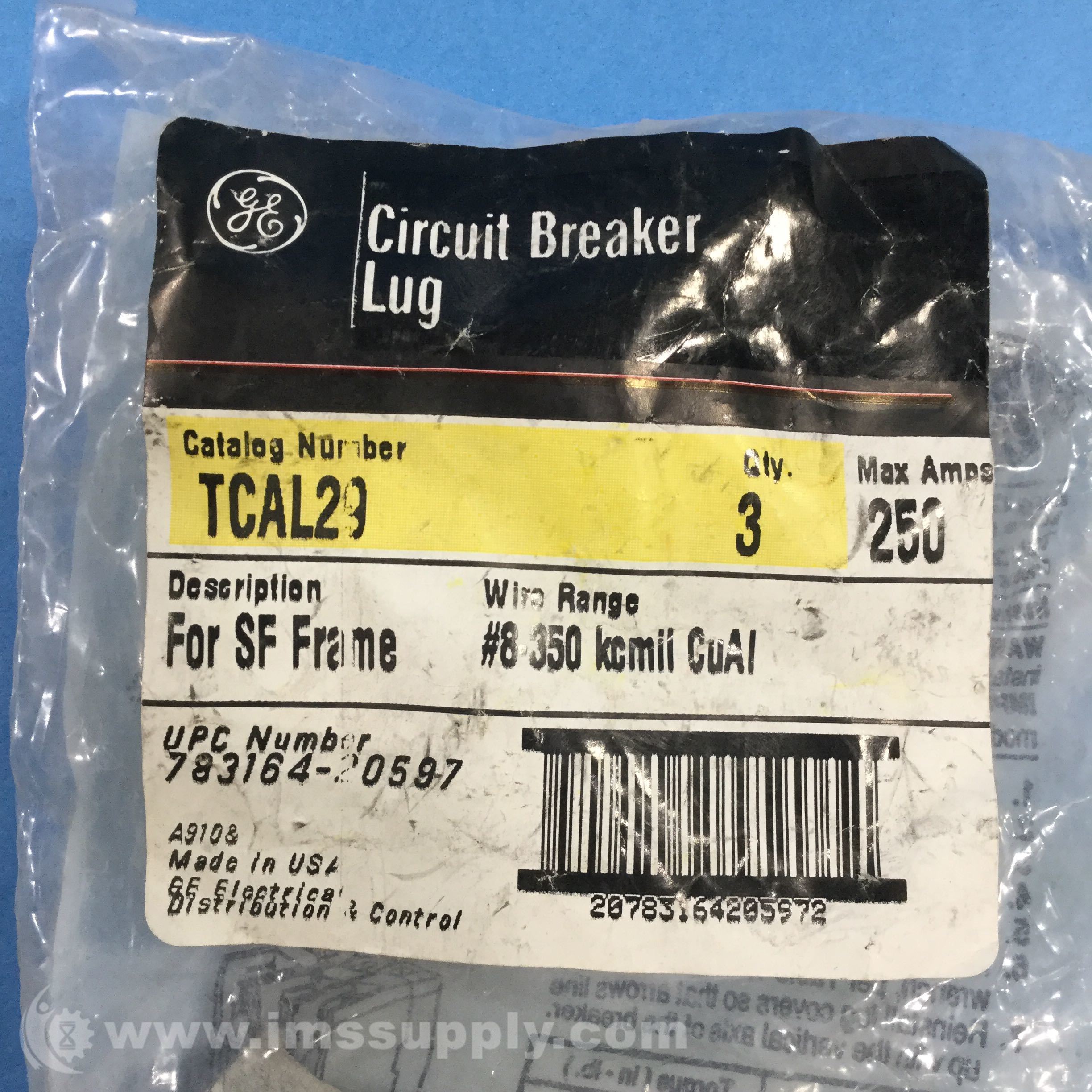 General Electric TCAL29 Circuit Breaker Terminals Lugs, Bag of 3 - IMS ...