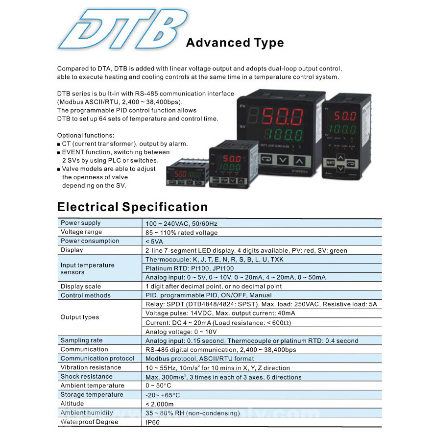 Delta Electronics DTB4848RR Temperature controller 1/16 DIN Delta Electronics DTB4848RR Temperature controller 1/16 DIN