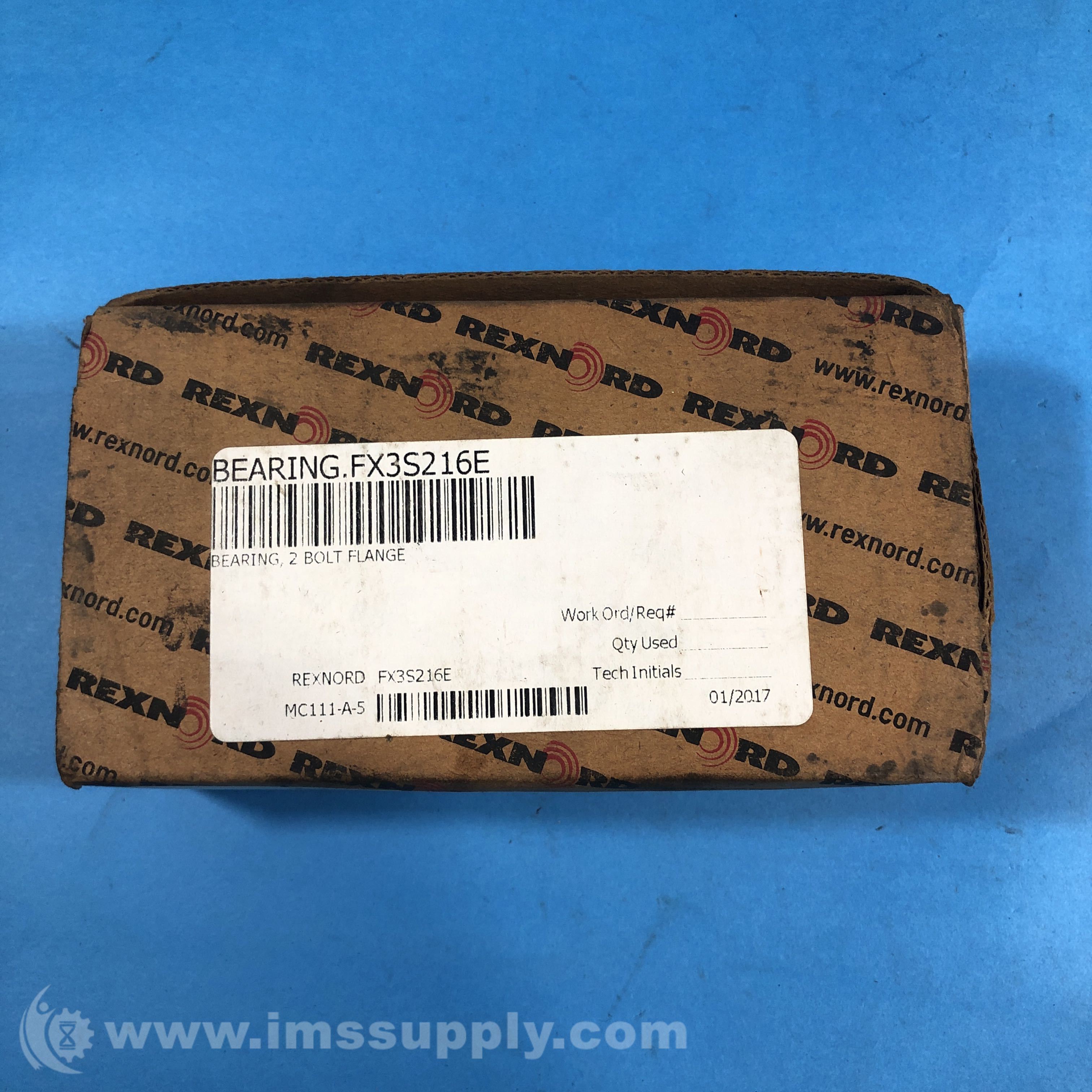 Rexnord FX3S216E 2Bolt FlangeMount Ball Bearing Unit IMS Supply