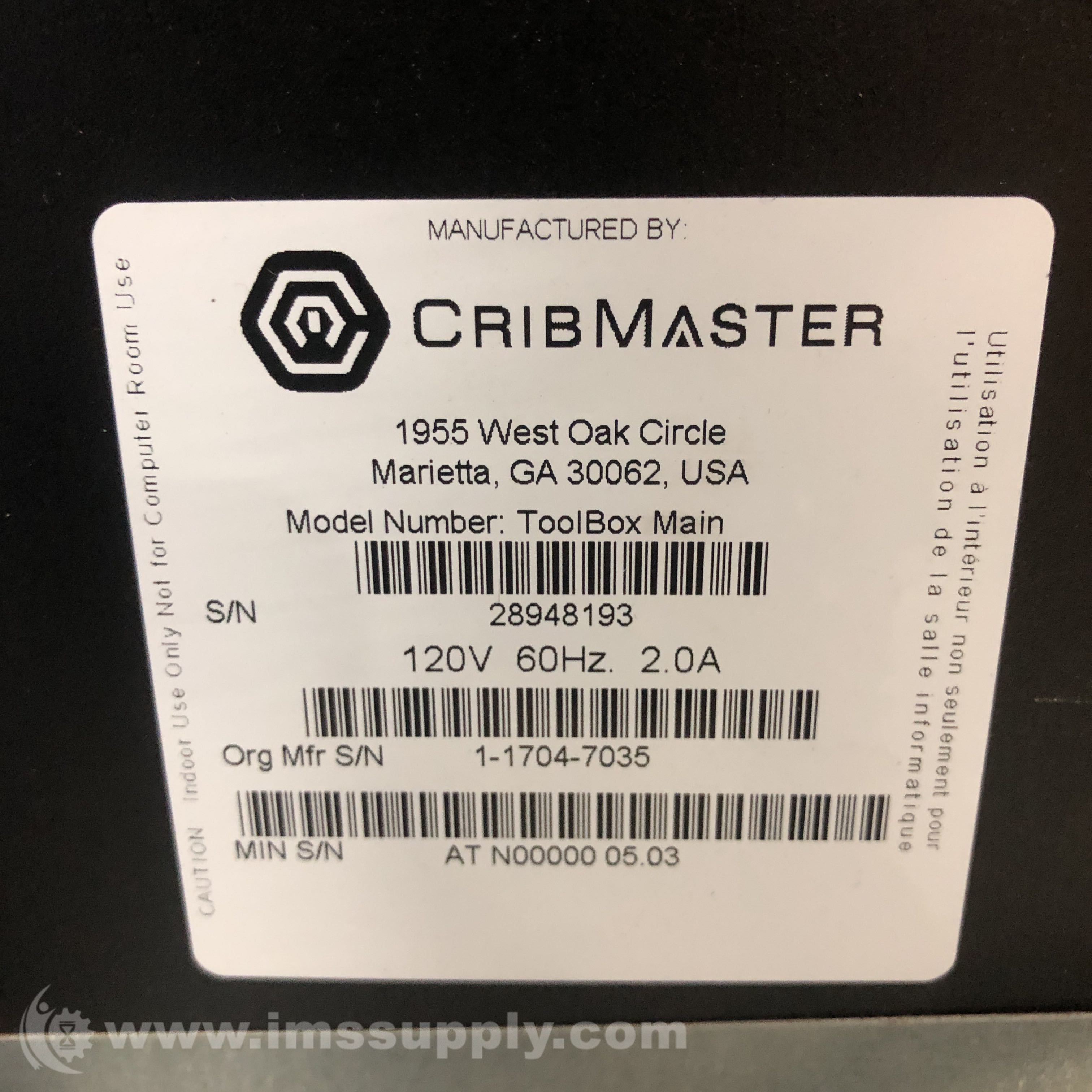 CribMaster TOOLBOX MAIN IndustrialGrade Vending Machine IMS Supply