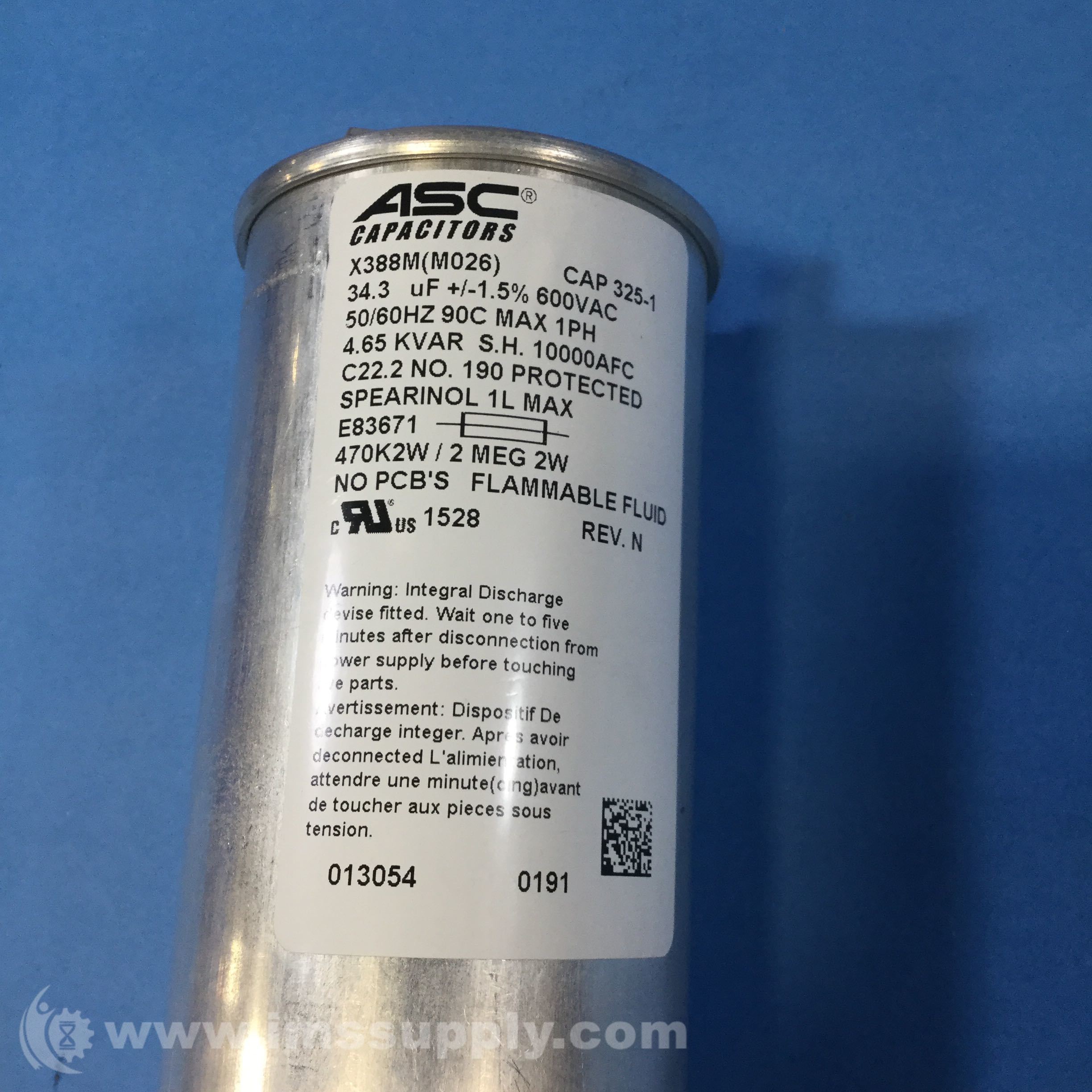 ASC X388M (M026) Capacitor Multi-Tap 34.3 UF 600 VAC Oil