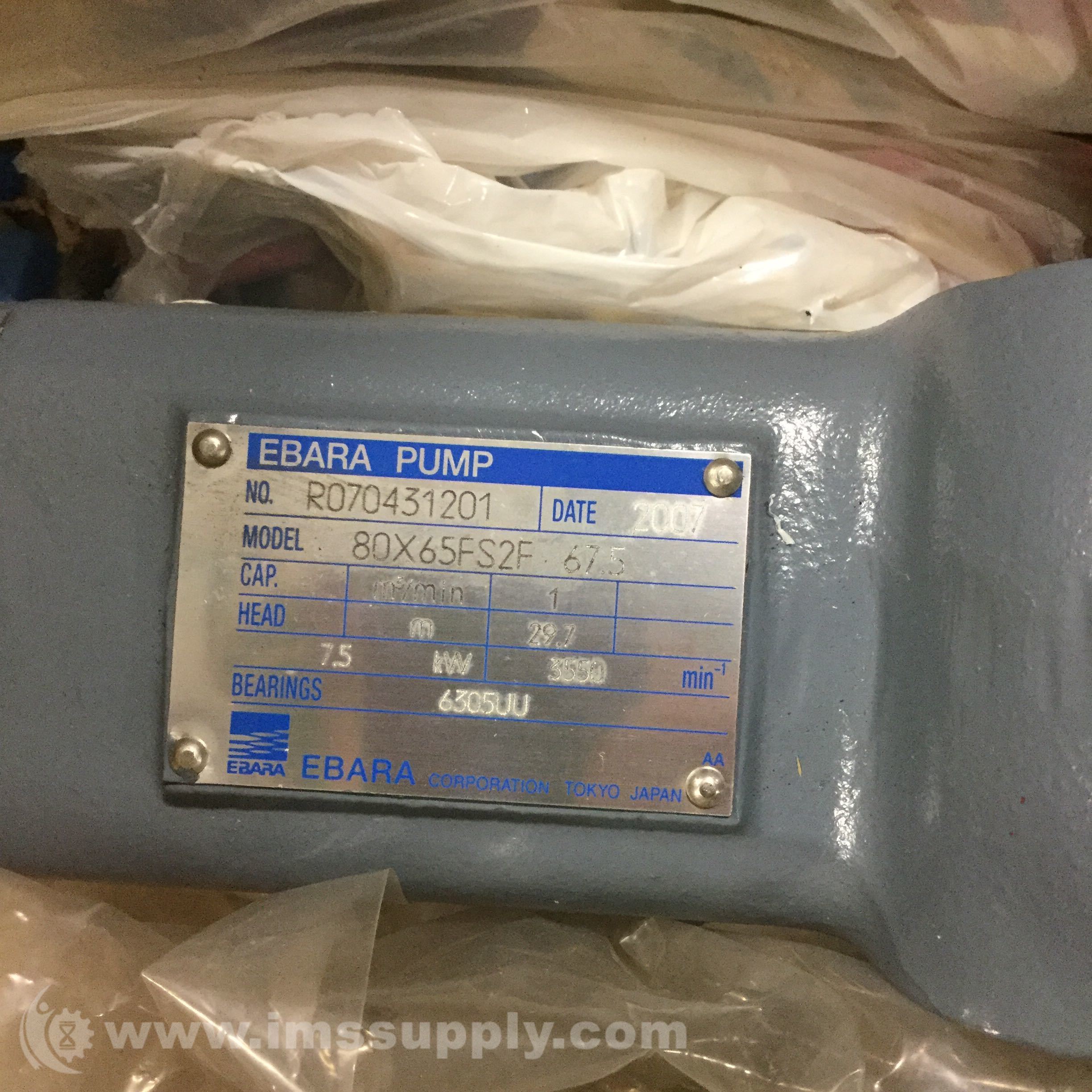 EBARA R070431201 End Suction Volute Pump, Model FS IMS Supply