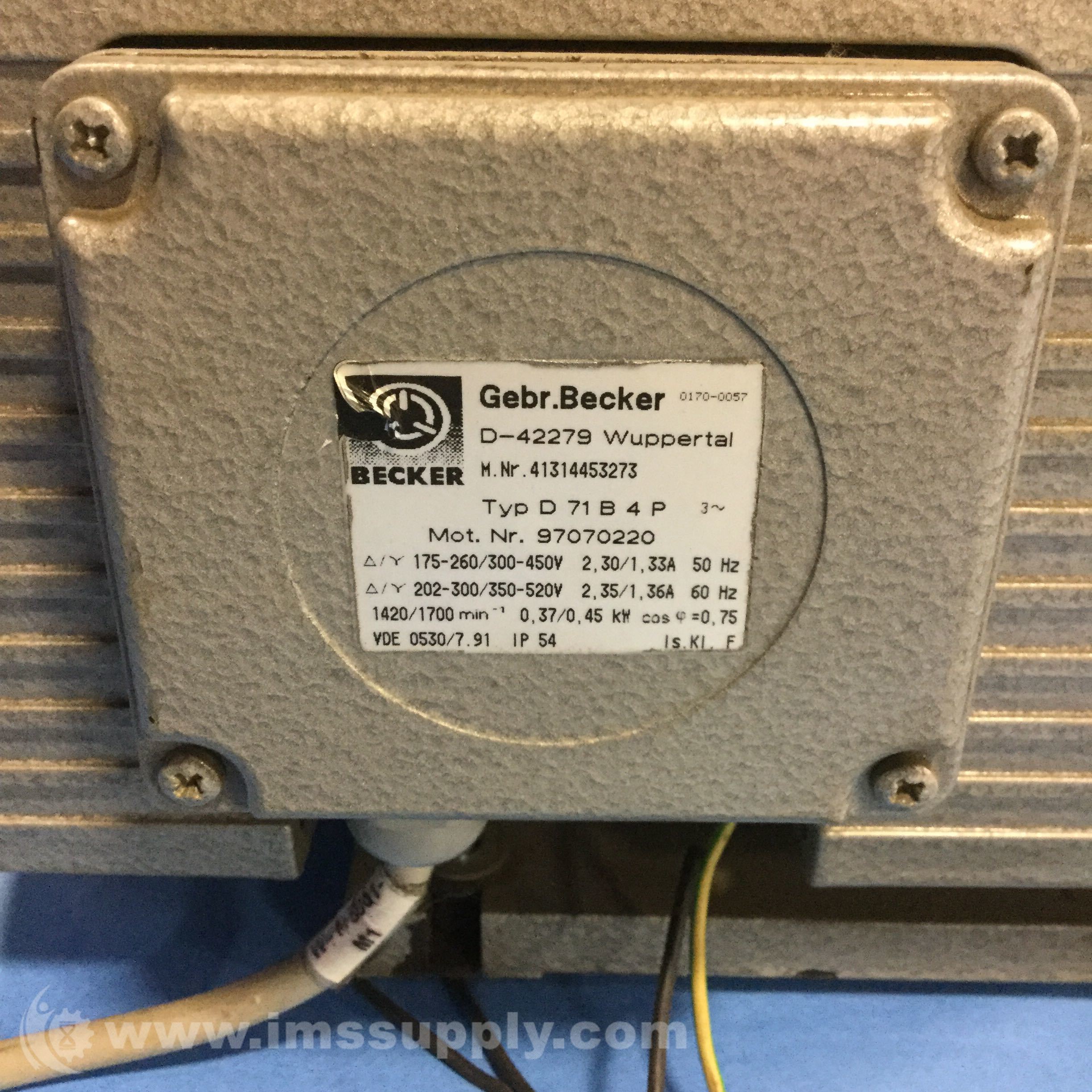 Becker Pumps Corp. D42279 Vaccum Pump IMS Supply