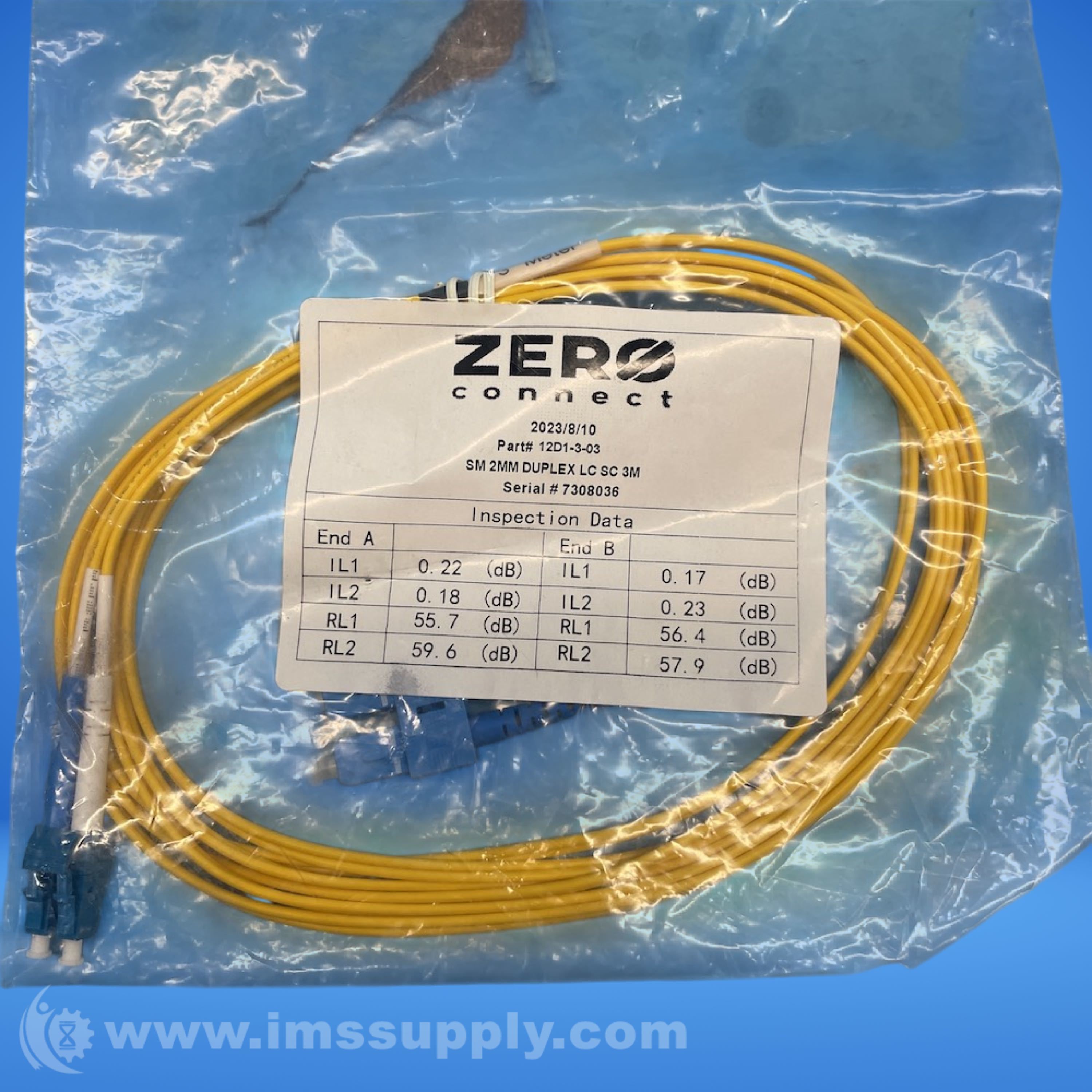 Zero Connect 12D1-3-03 Fiber Patch Cable - IMS Supply