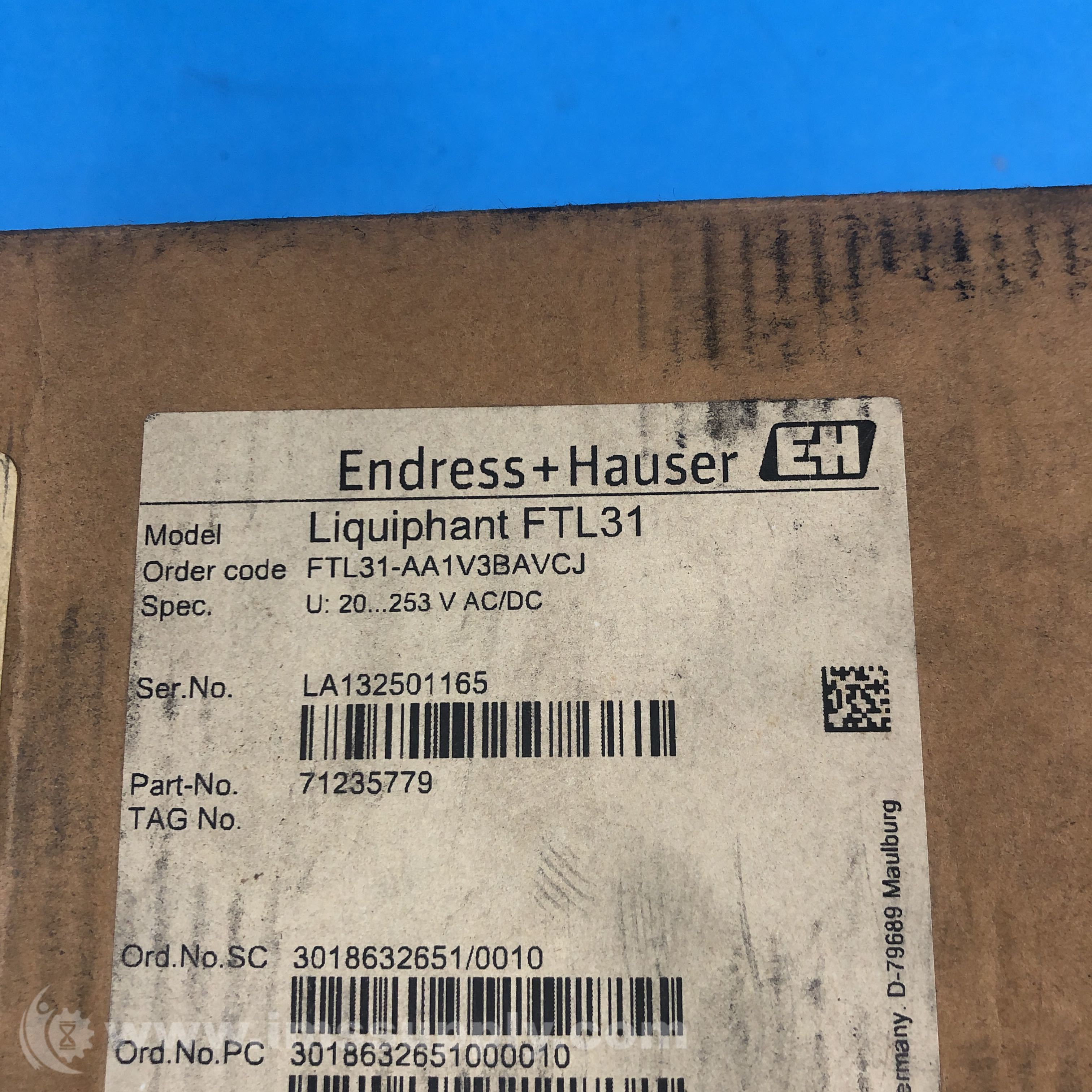 Endress & Hauser FTL31AA1V3BAVCJ Point Level Switch IMS Supply