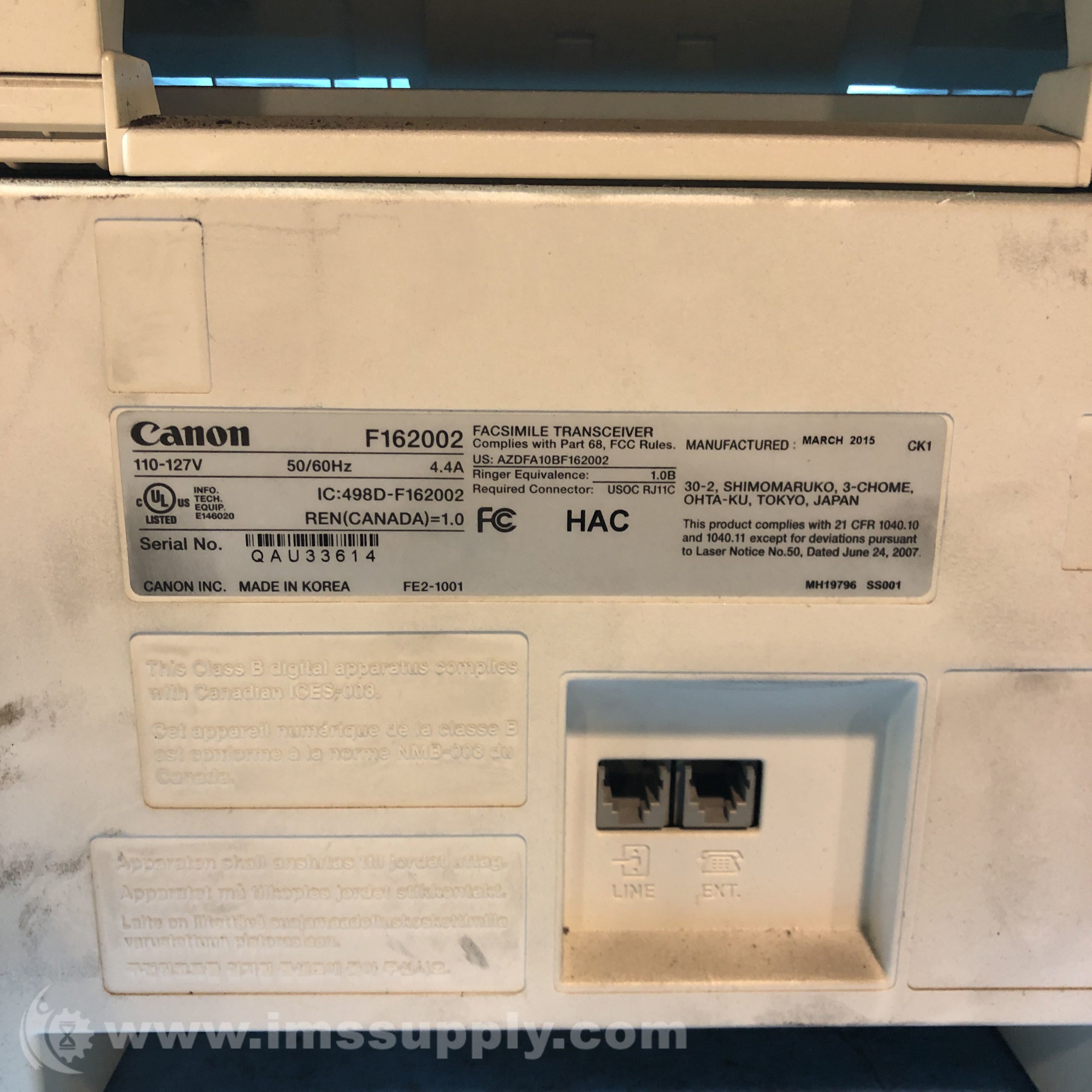 Canon F162002 Fax Machine & Printer IMS Supply