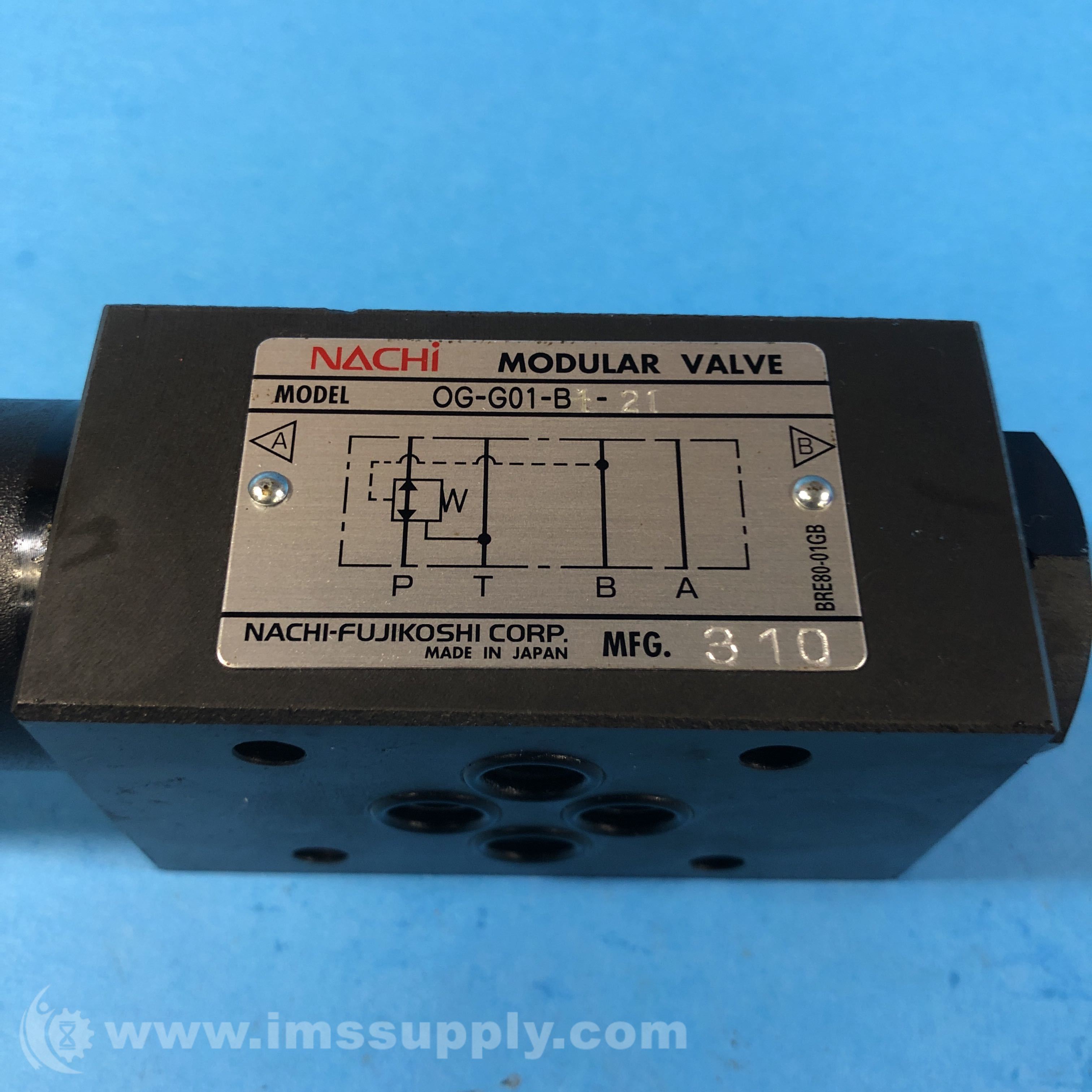 Nachi Fujikoshi Corp OGG01B121 Hydraulic Modular Valve IMS Supply