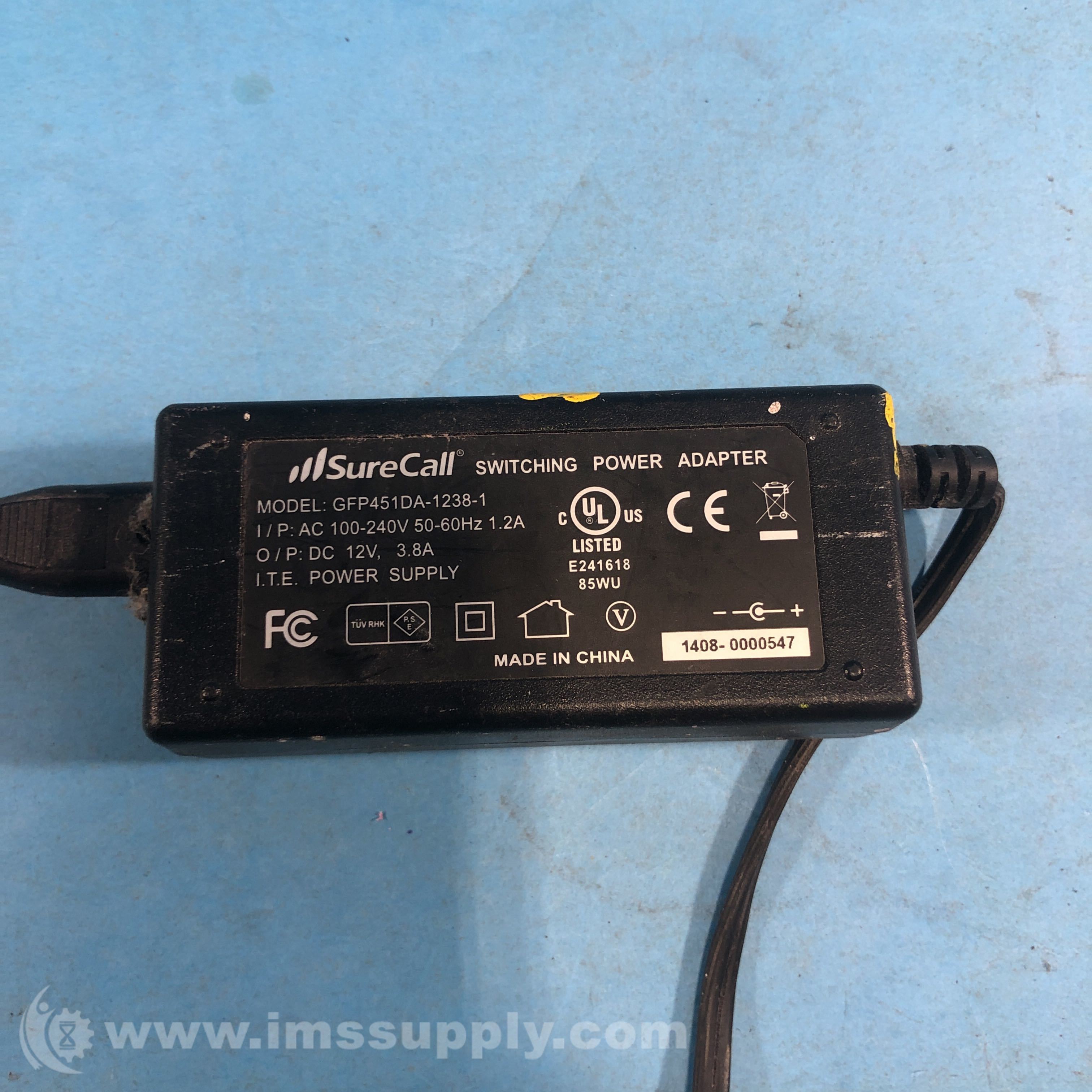 SureCall GFP451DA-1238-1 AC Power Supply 12V 3A Adapter - IMS Supply