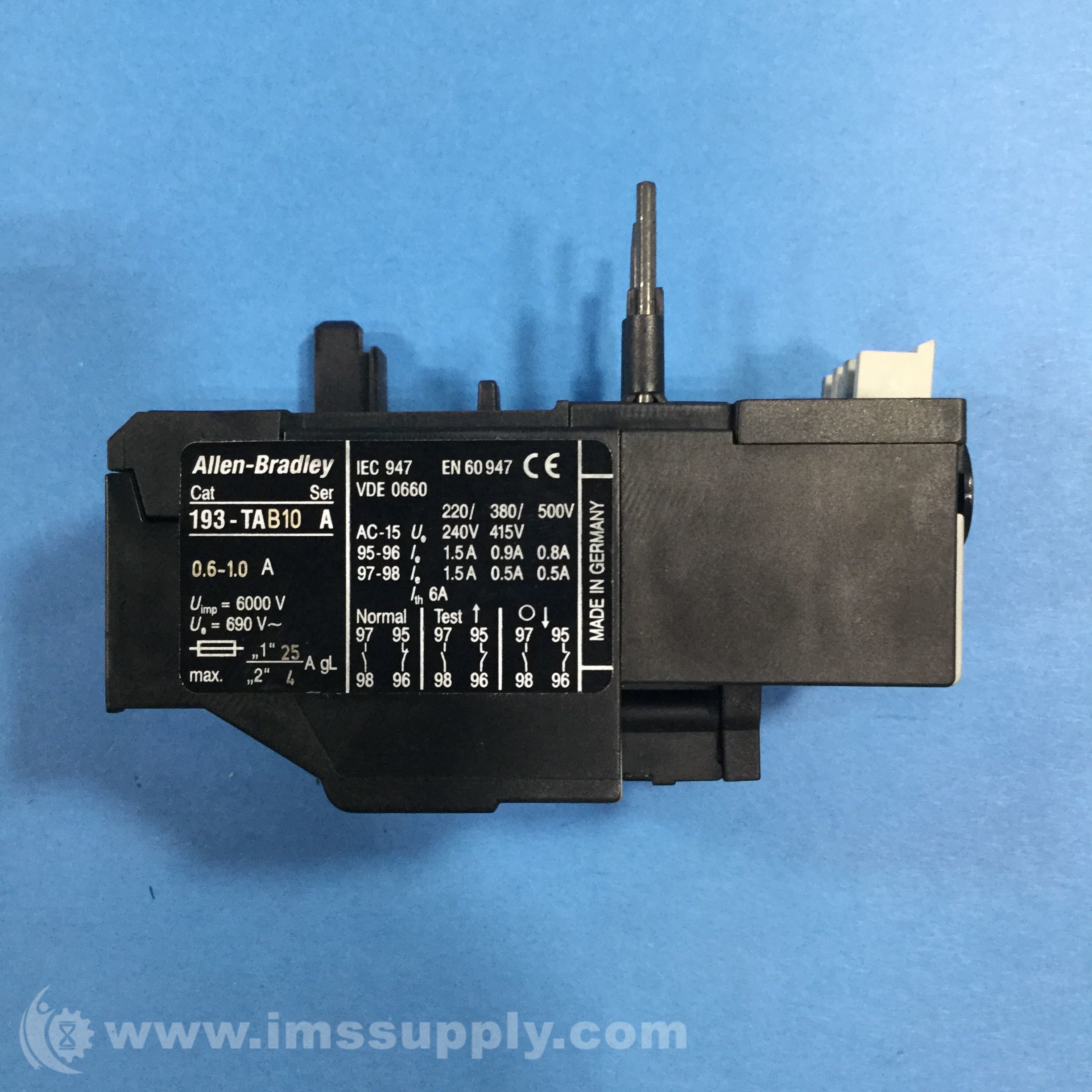 Allen Bradley 193TAB10 Thermal Bimetallic Overload Relay IMS Supply