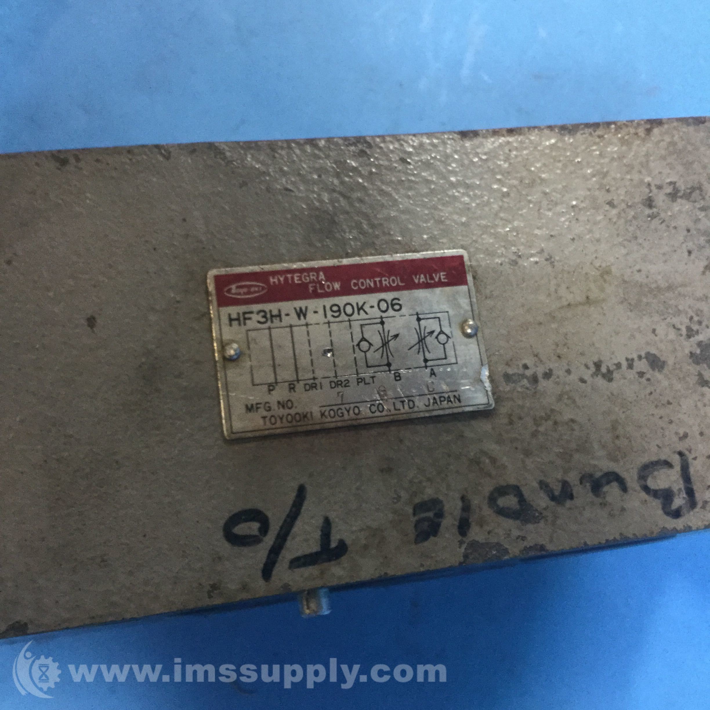 Toyo-Oki HF3H-W-I90K-06 Hytegra Hydraulic Flow Control Valve - IMS Supply