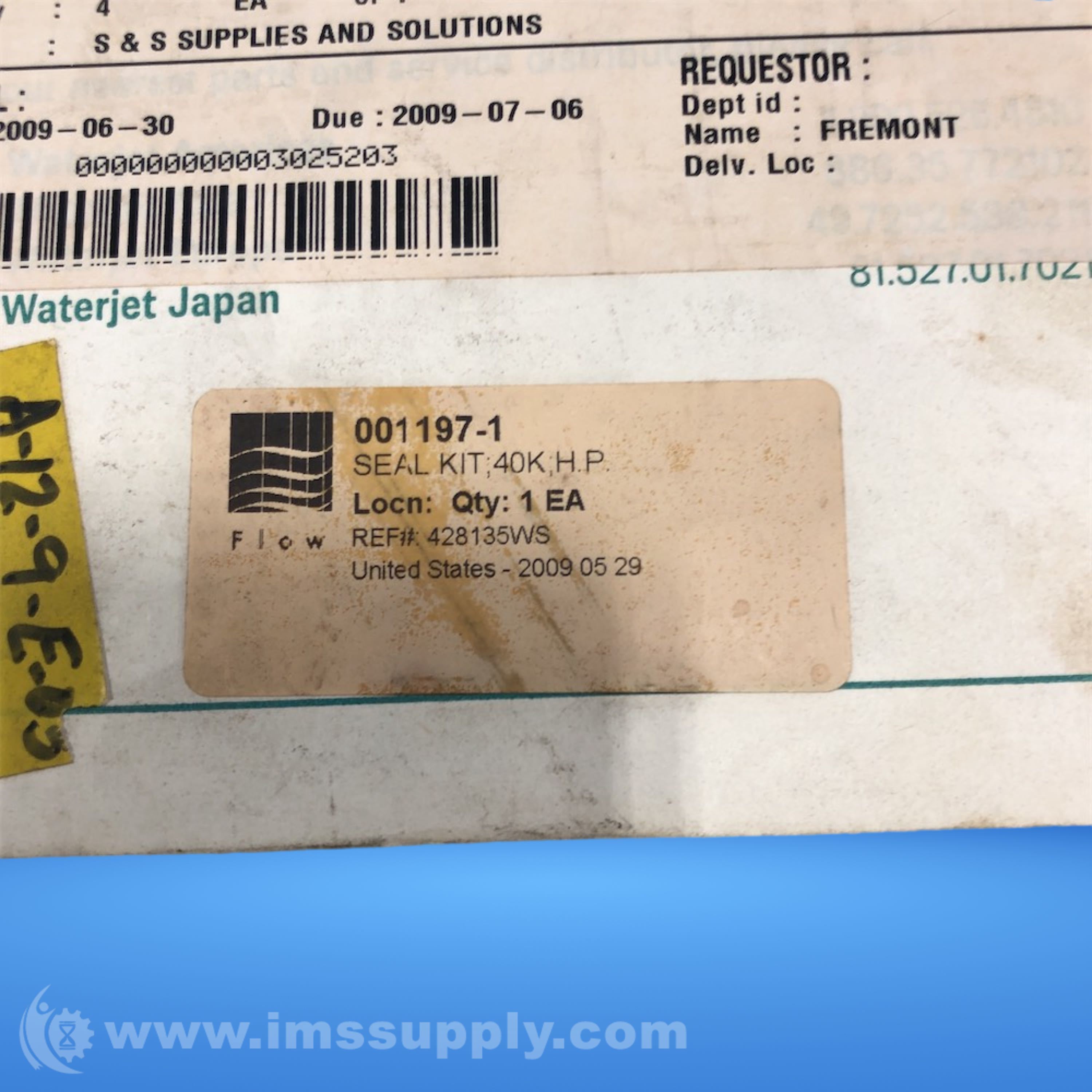 Flow 001197-1 High Pressure Seal Kit - IMS Supply