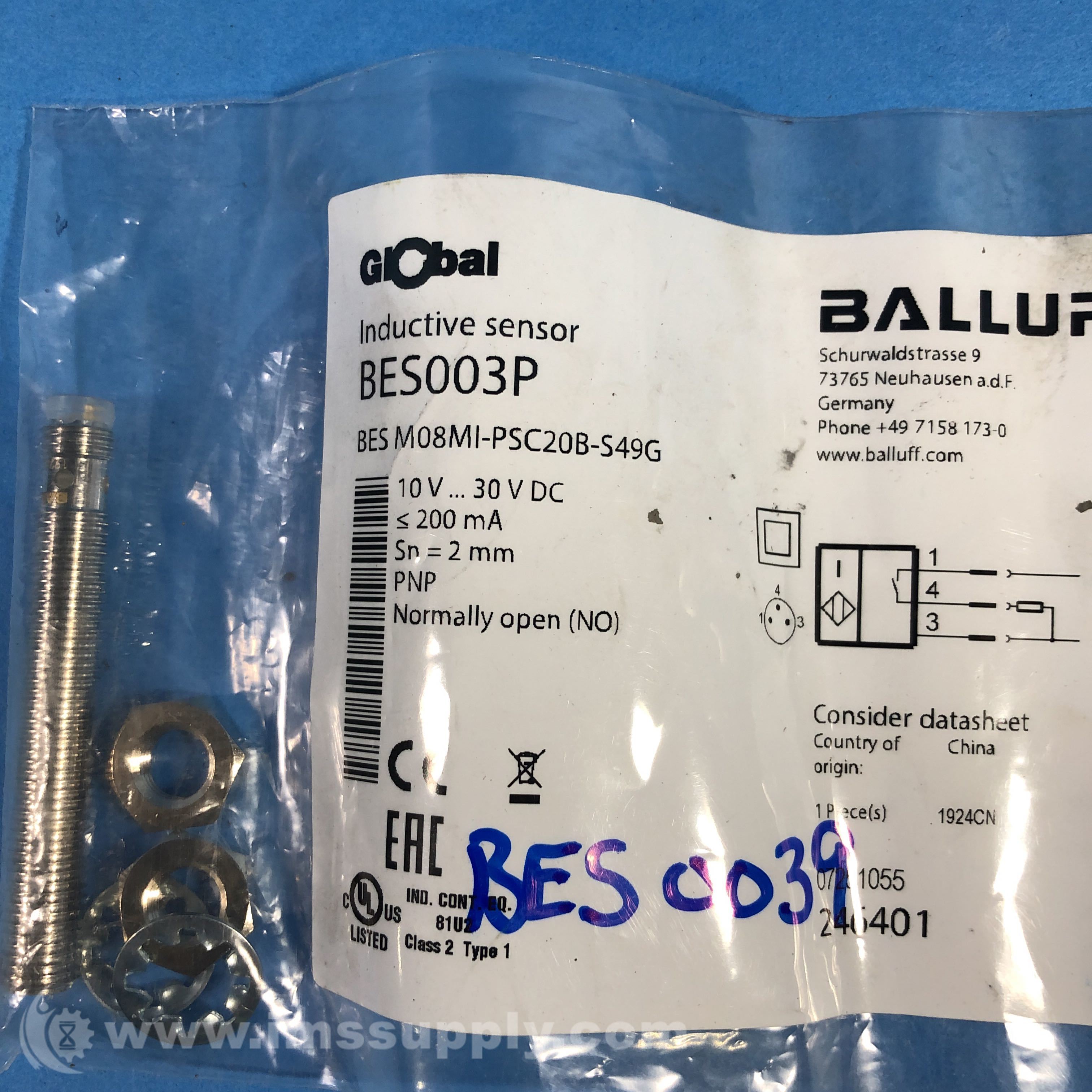 Details about   Balluff BES003P Proximity Sensor 2mm Detecting Range 10-30VDC  NWB 