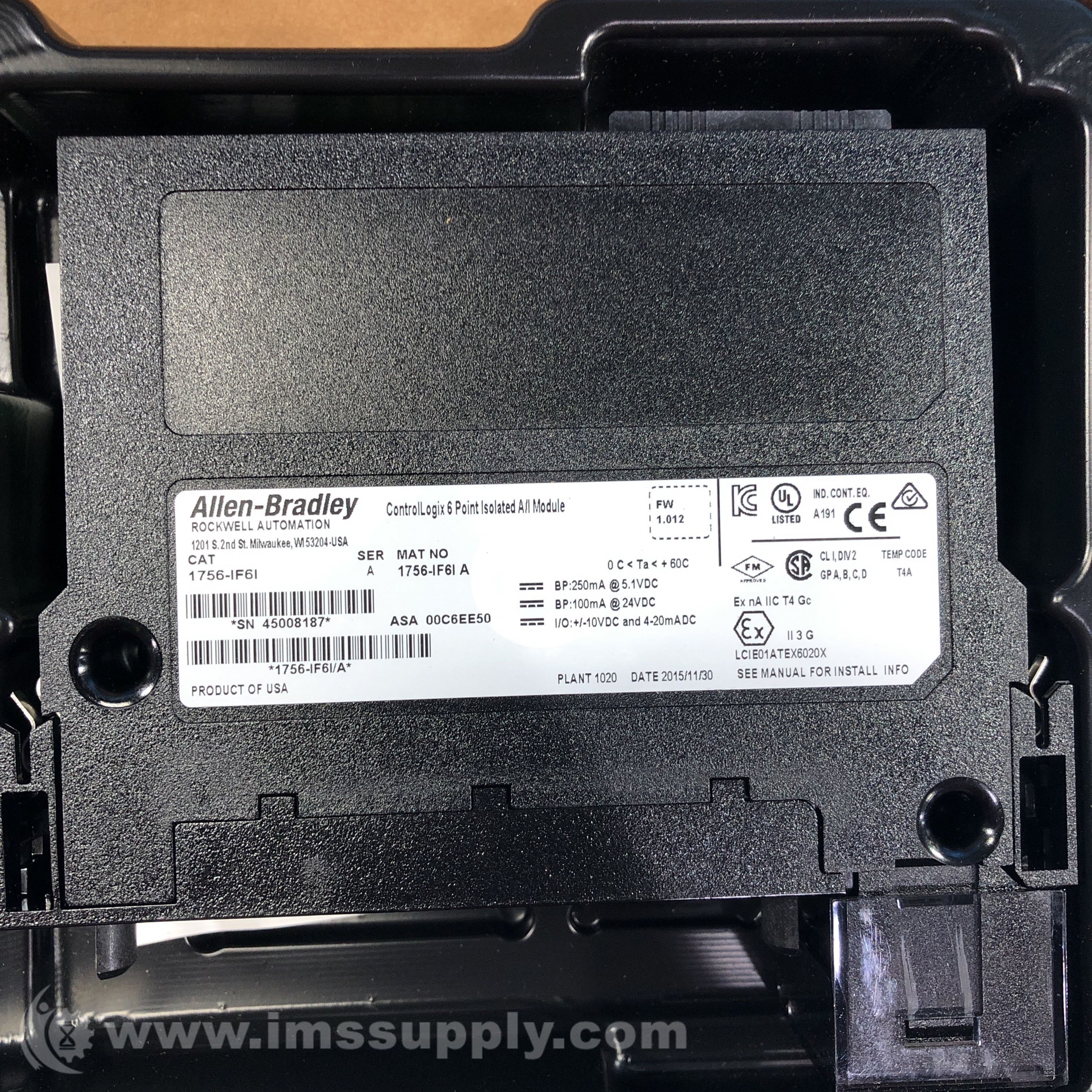 Allen Bradley 1756-IF6I Series A ControlLogix 6 Point Module - IMS Supply