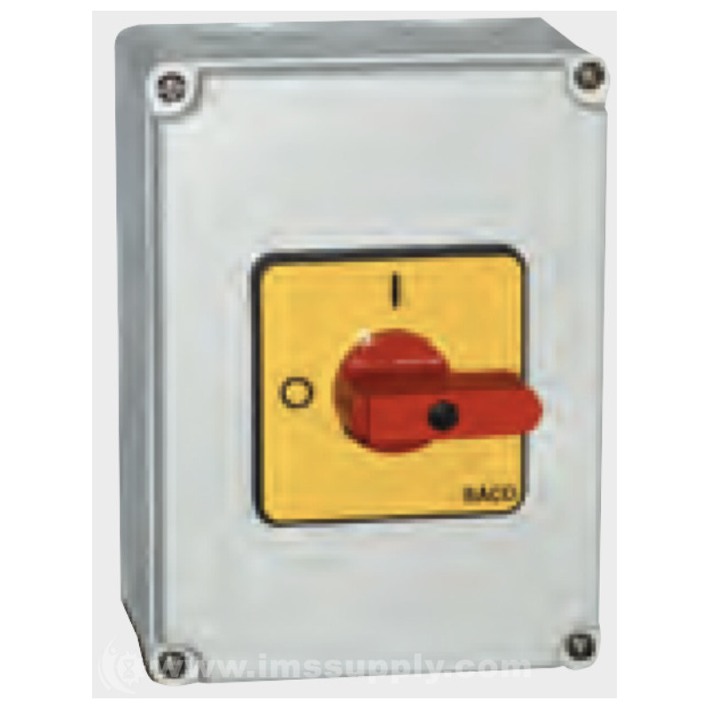 Baco Controls 0172062 25A 3P Disc Sw, Encl, Yel/Red Pad IMS Supply