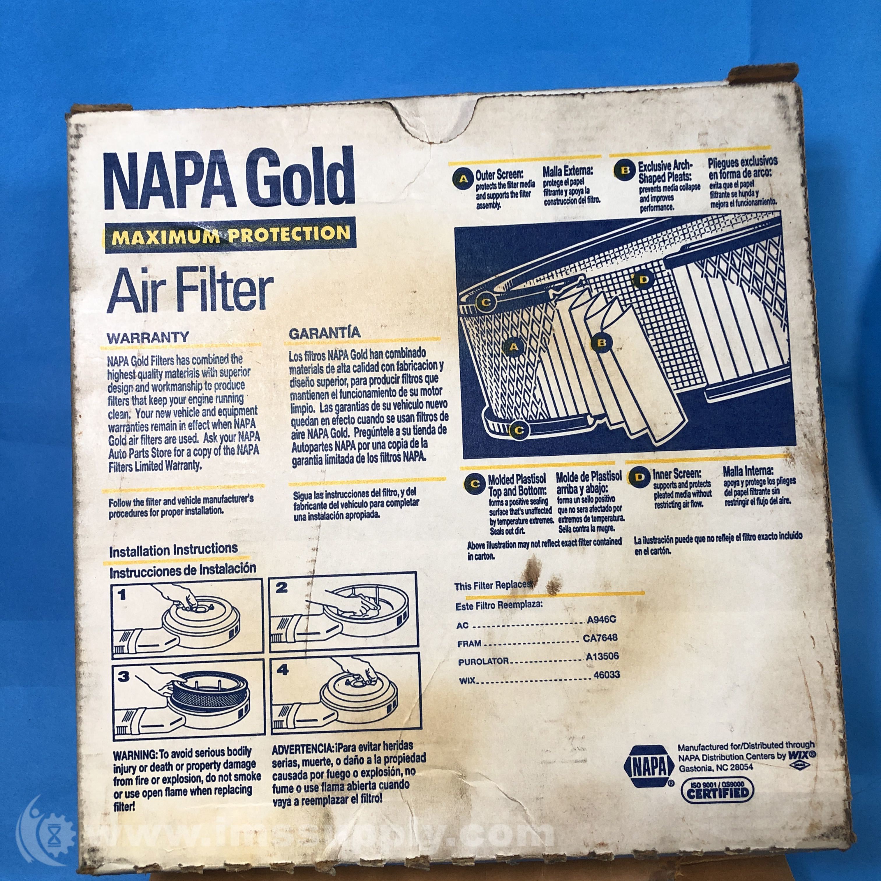 Napa FIL6033 Gold Air Filter IMS Supply