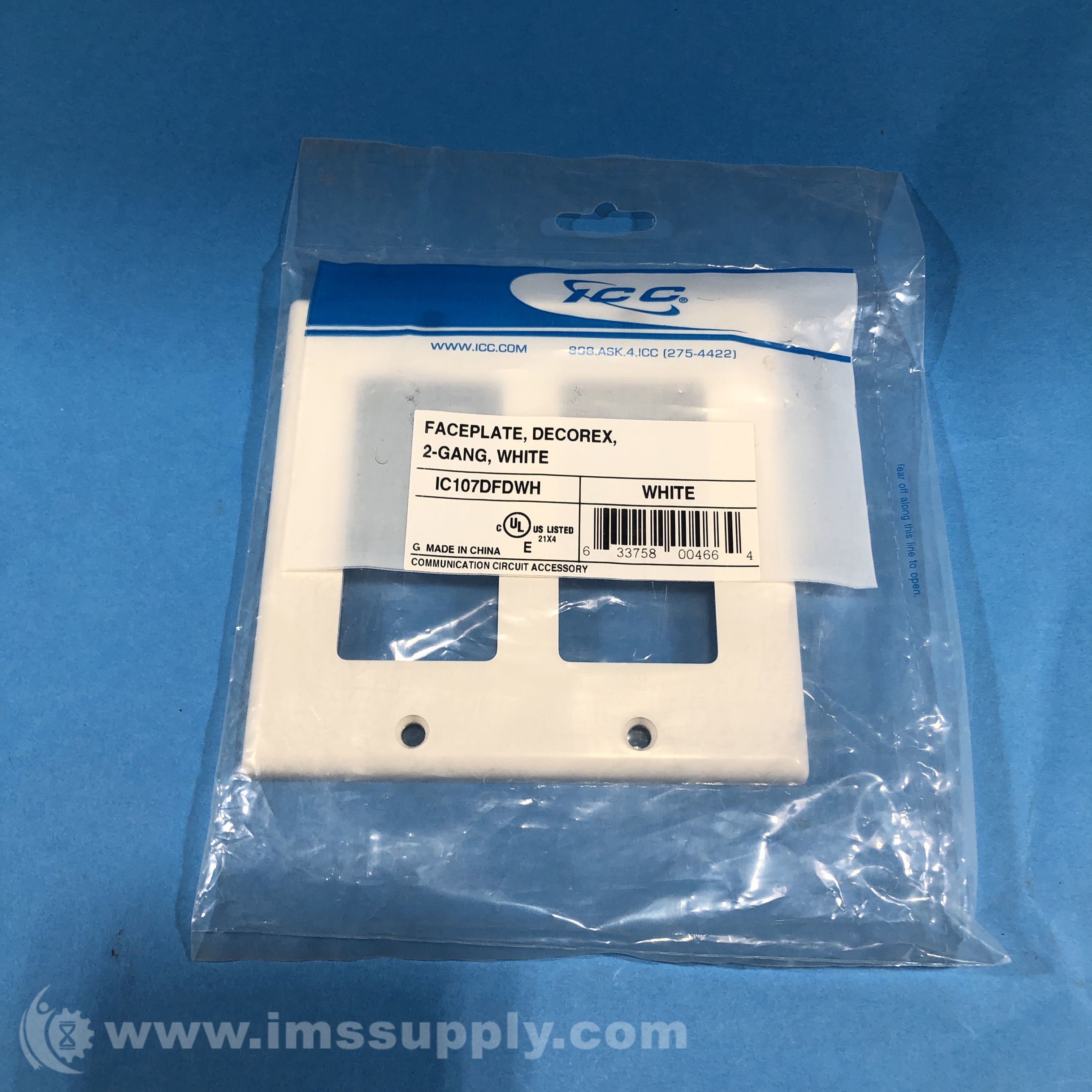 ICC IC107DFDWH Dual-Gang Switch Faceplate - IMS Supply