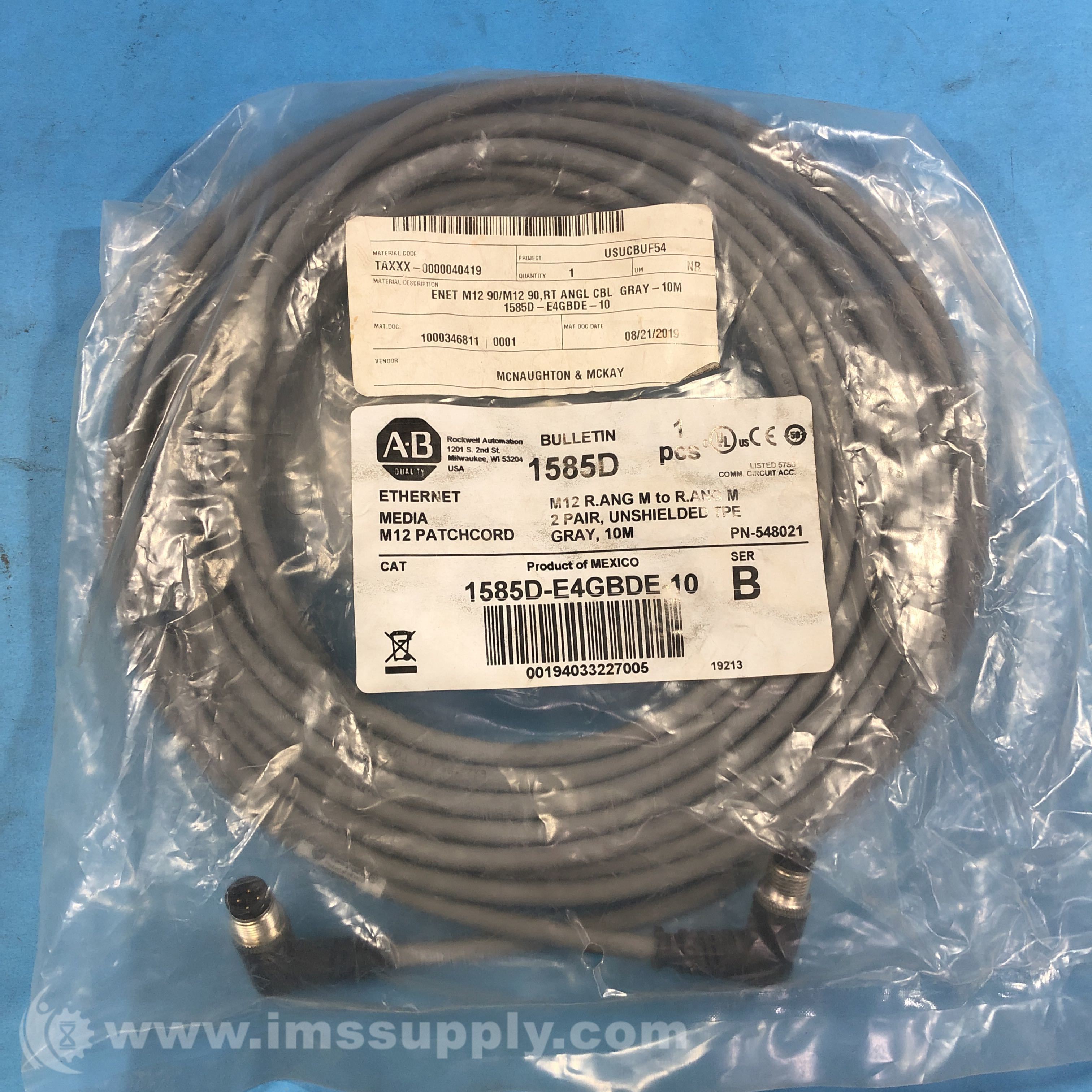 Allen Bradley 1585D-M4TBDF-10 Bulletin M12 Patch Cord