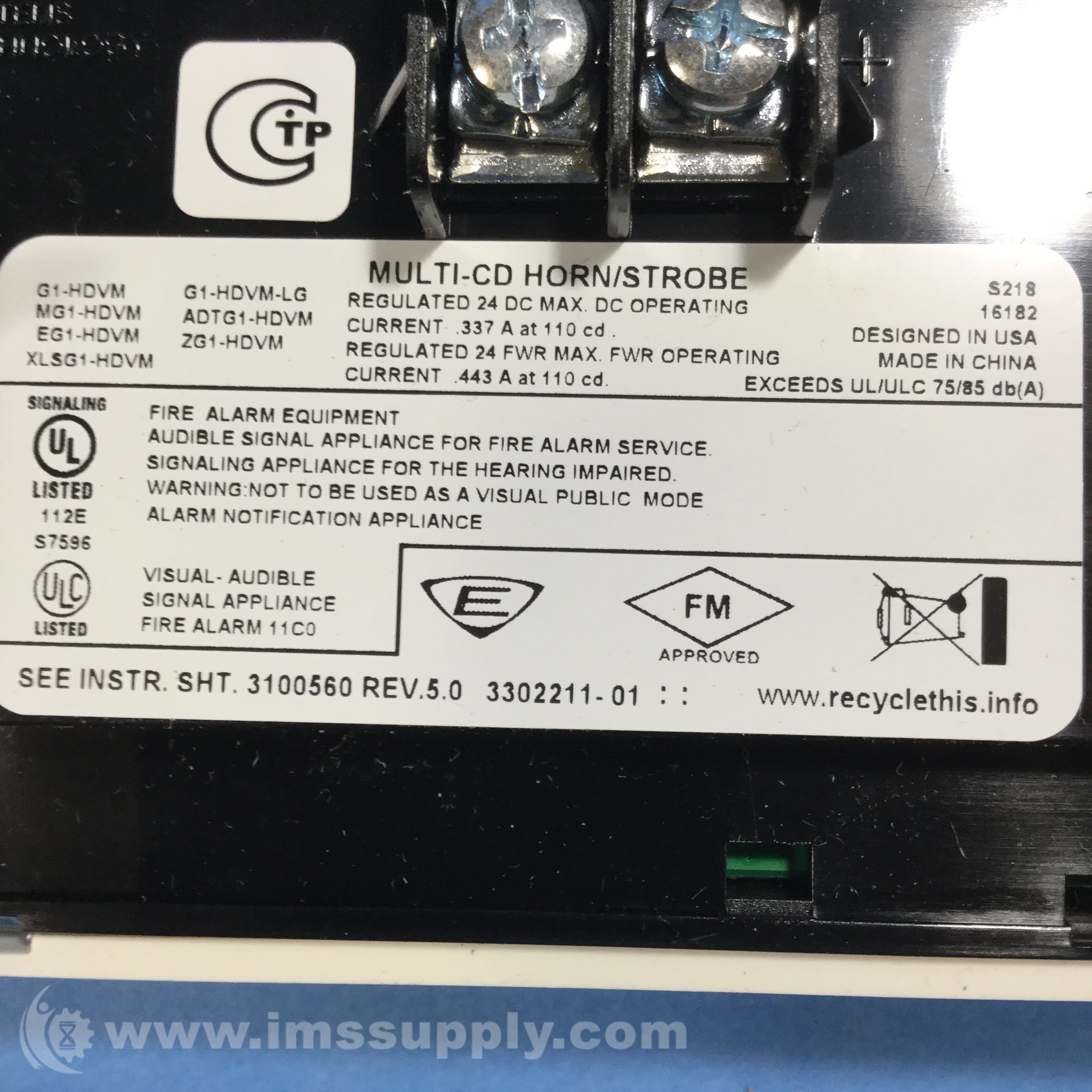 Edwards Systems Technology G1-HDVM Multi-CD Horn/Strobe - IMS Supply