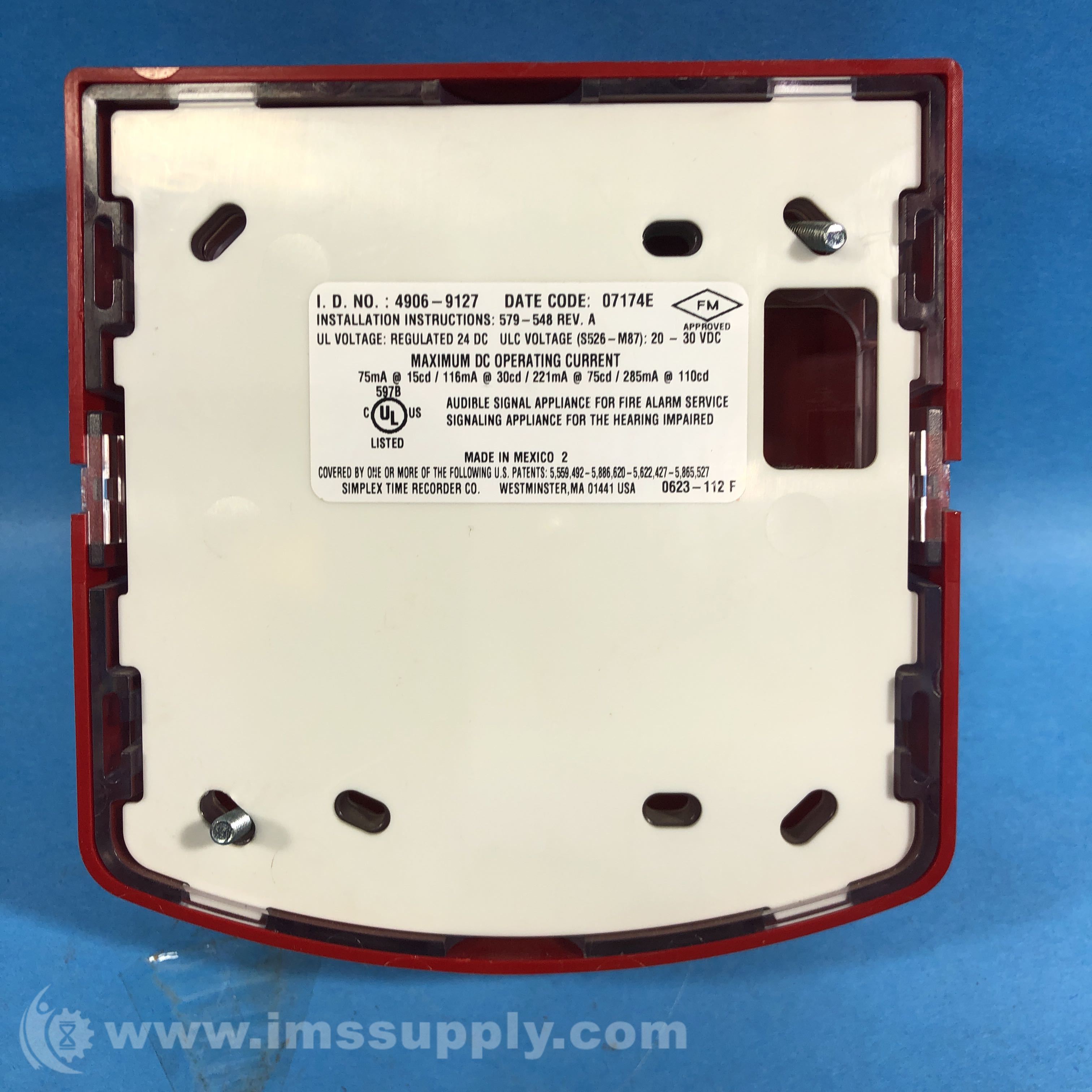 Simplex 4906-9127 Multi-Candela Horn Strobe, Red - IMS Supply