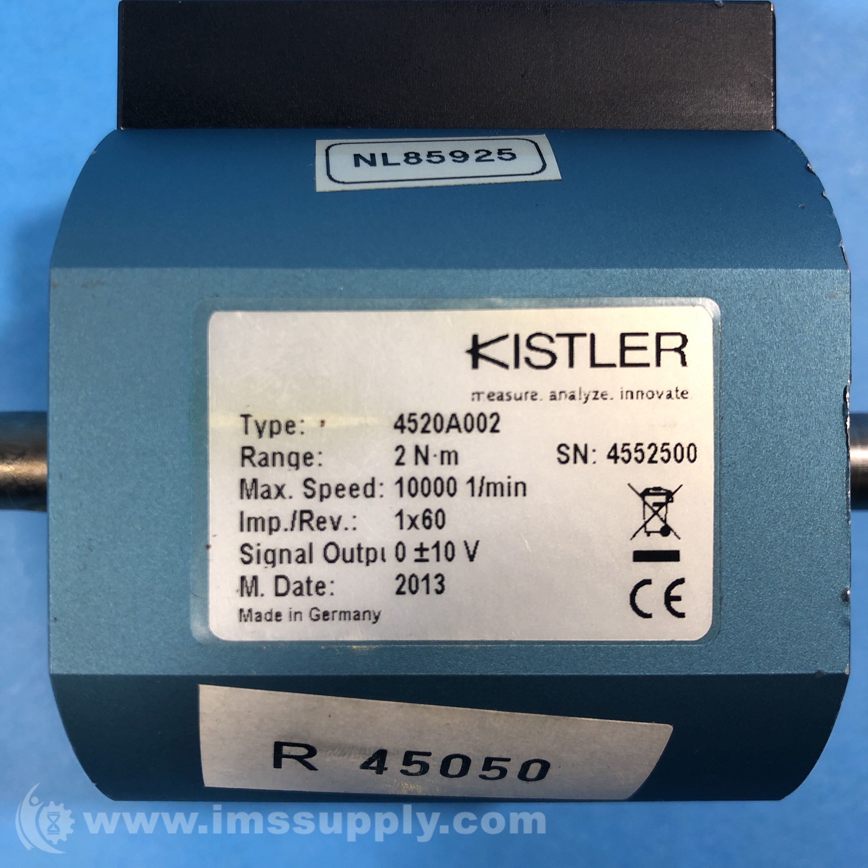 Kistler Instrument 4520A002 Torque Sensor IMS Supply