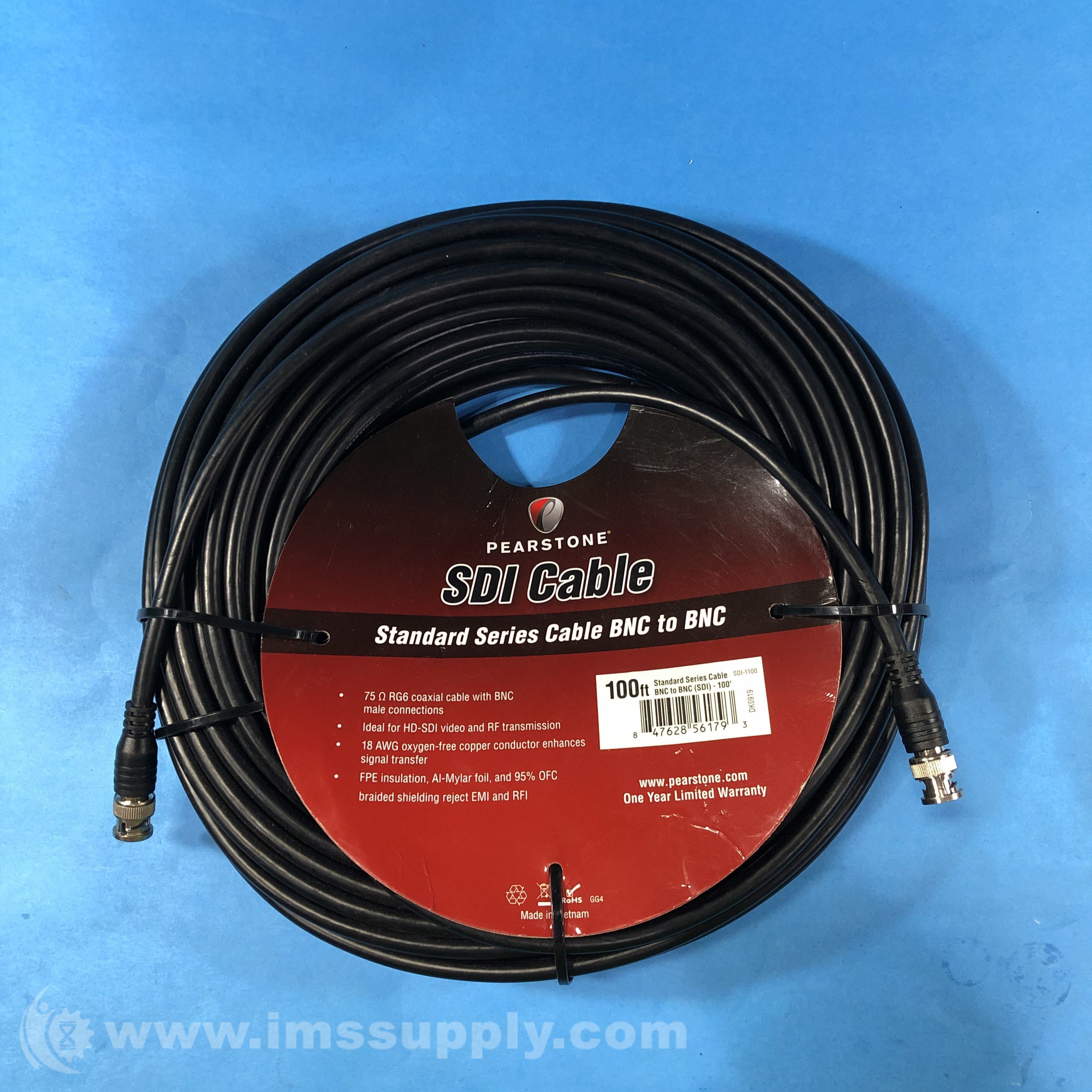 Pearstone SDI1100 100 Feet SDI Video Cable (BNC to BNC) IMS Supply