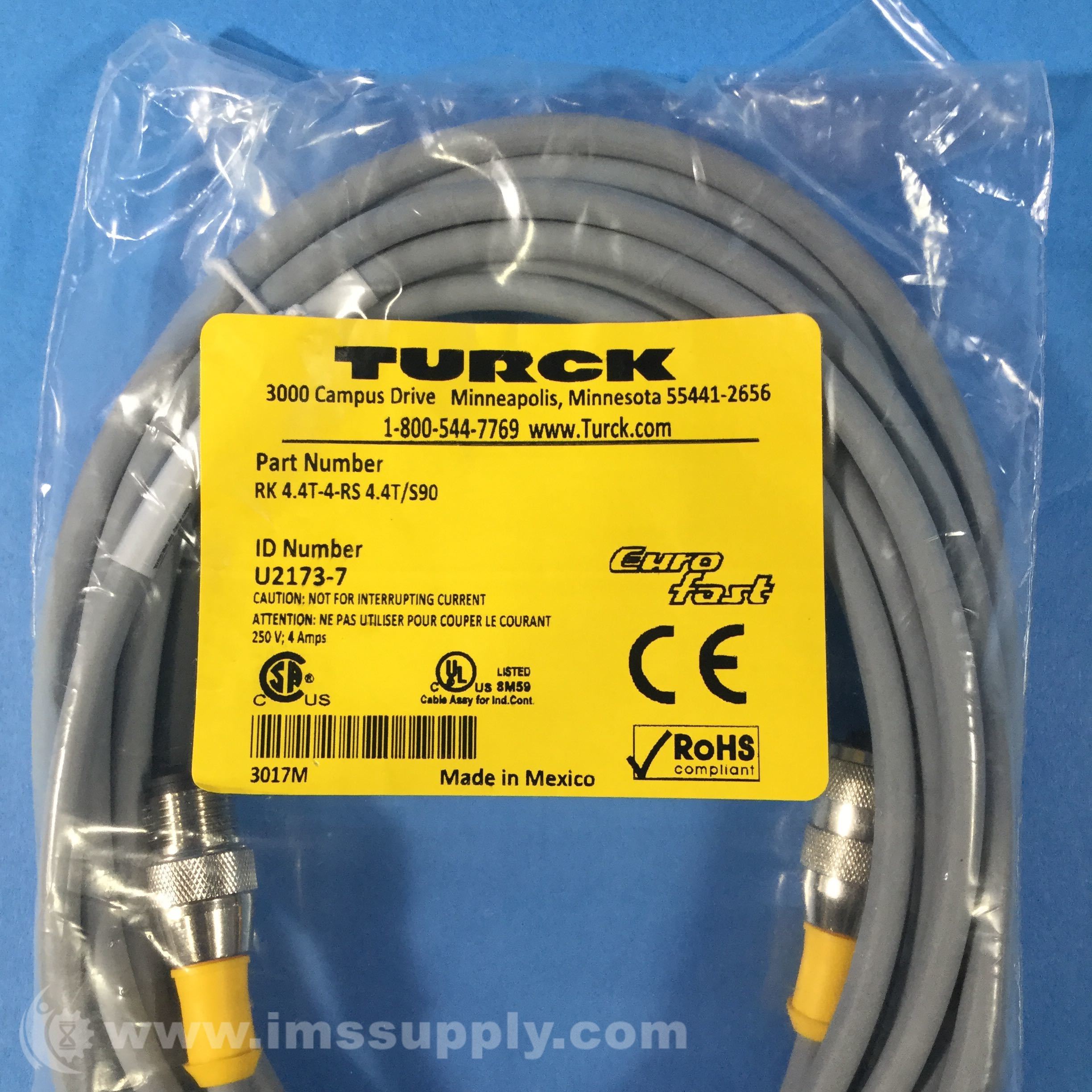 Details about   TURCK RKCV 4T-20/S623 CORDSET U5309-4 *** NEW IN FACTORY SEALED PACKAGE *** 