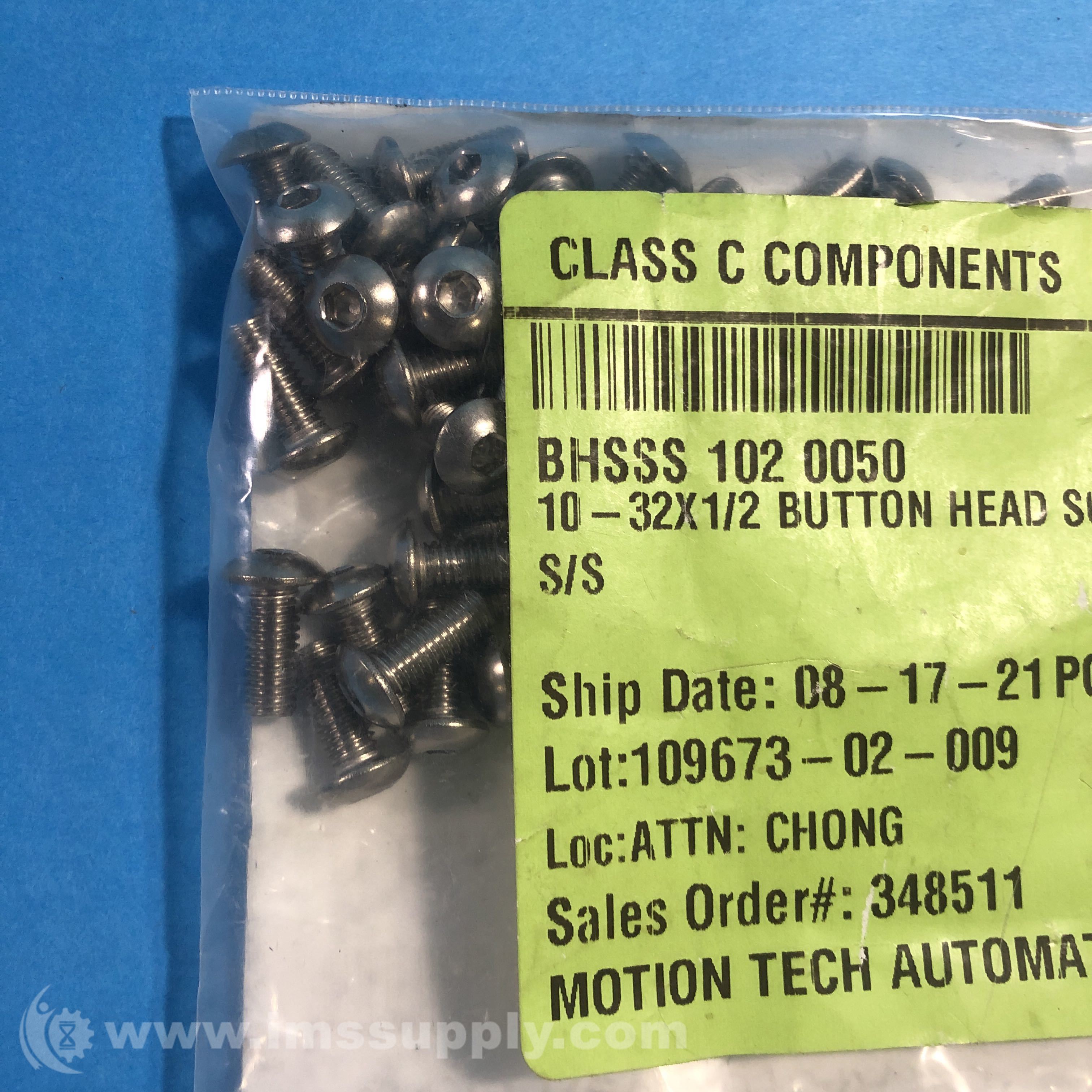 McMasterCarr 98164A178 Pack of 100 Button Head Hex Drive Screws IMS