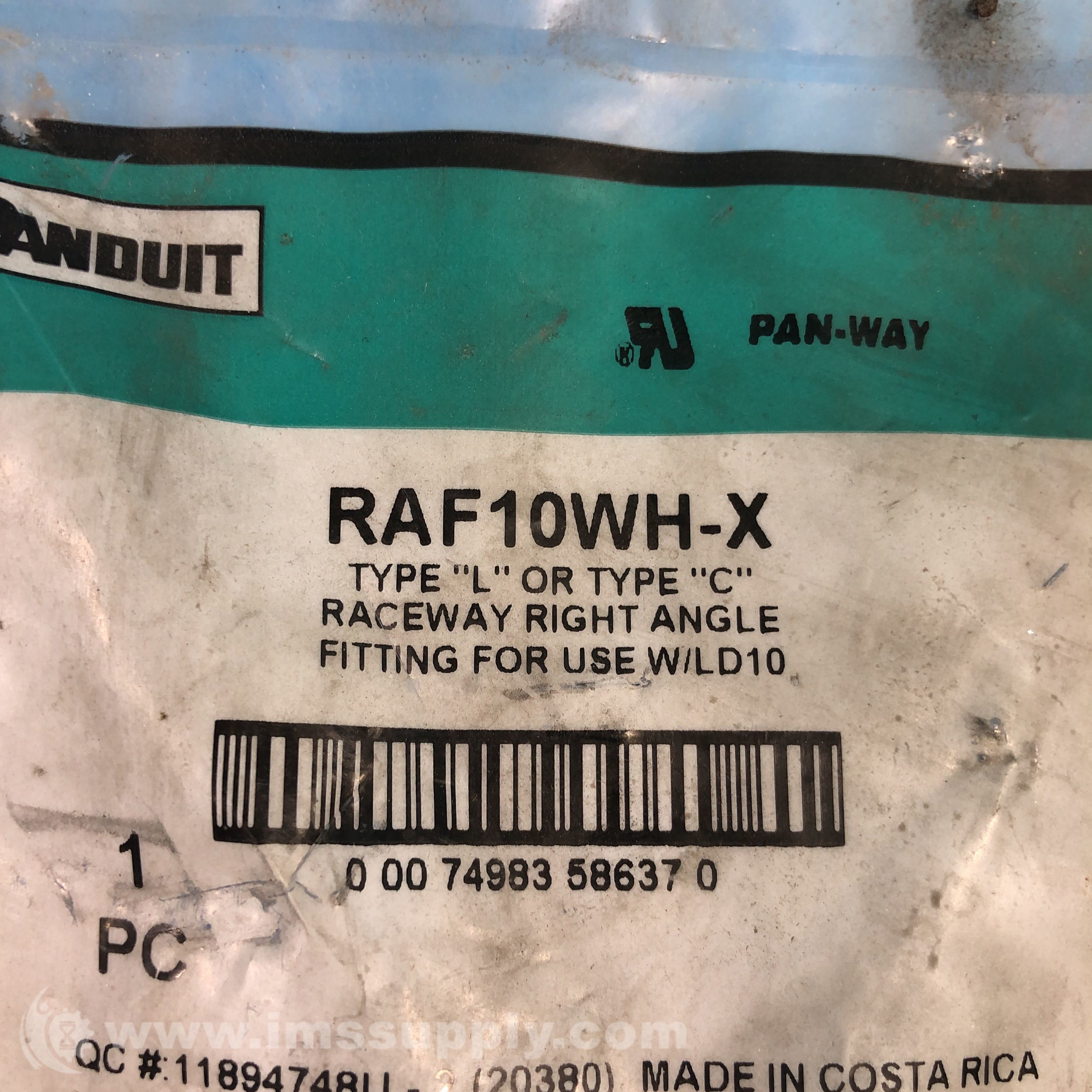 Panduit RAF10WH-X Surface Raceway, LD10 Low Voltage - IMS Supply