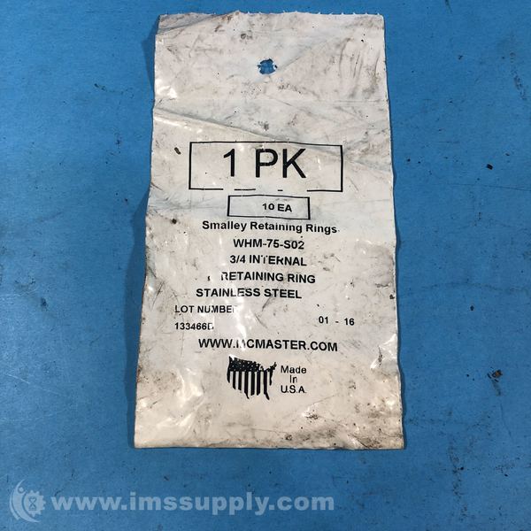 McMasterCarr WHM75S02 3/4 Spiral Internal Retaining Rings IMS Supply