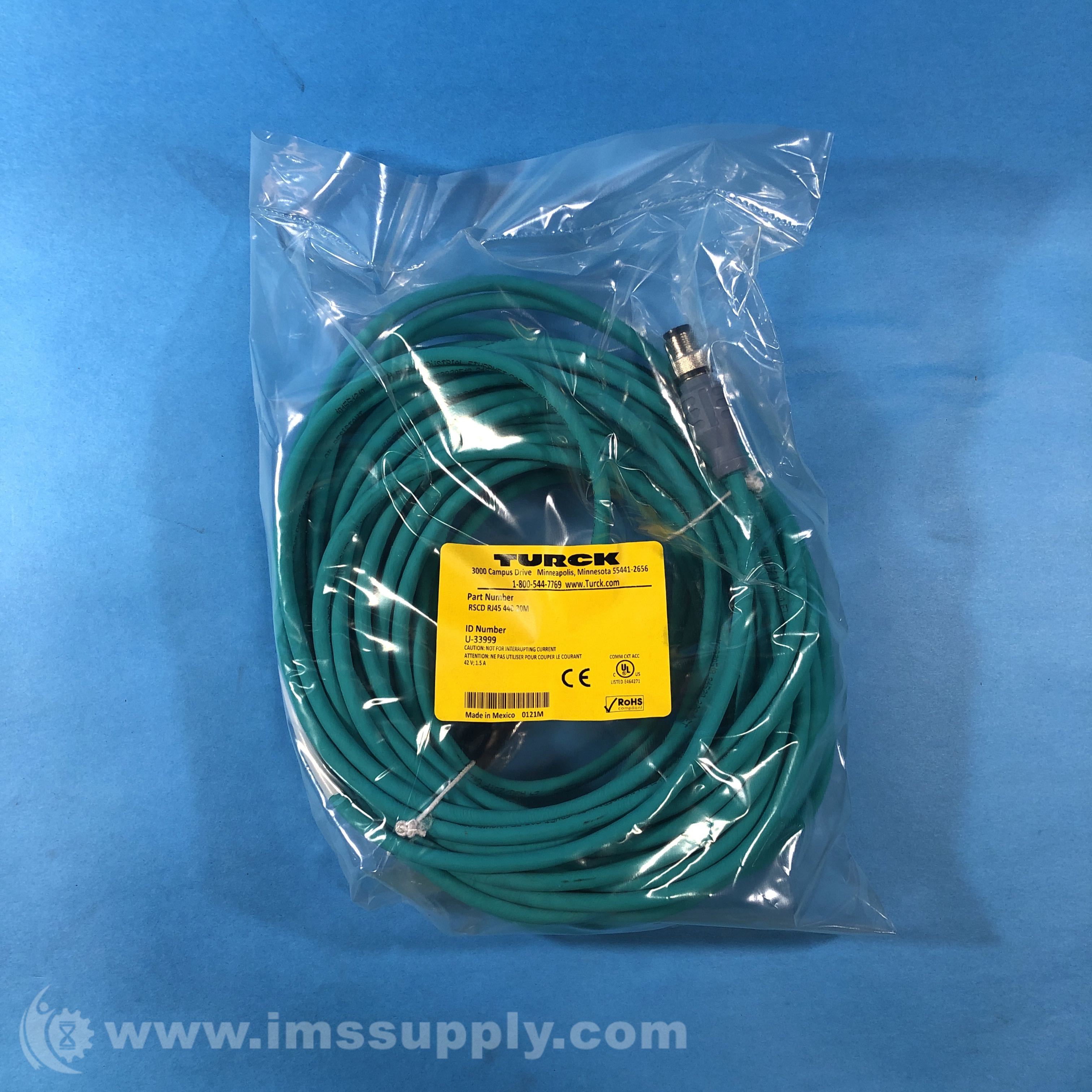 Turck RSCD RJ45 440-20M Cable U-33999 - IMS Supply