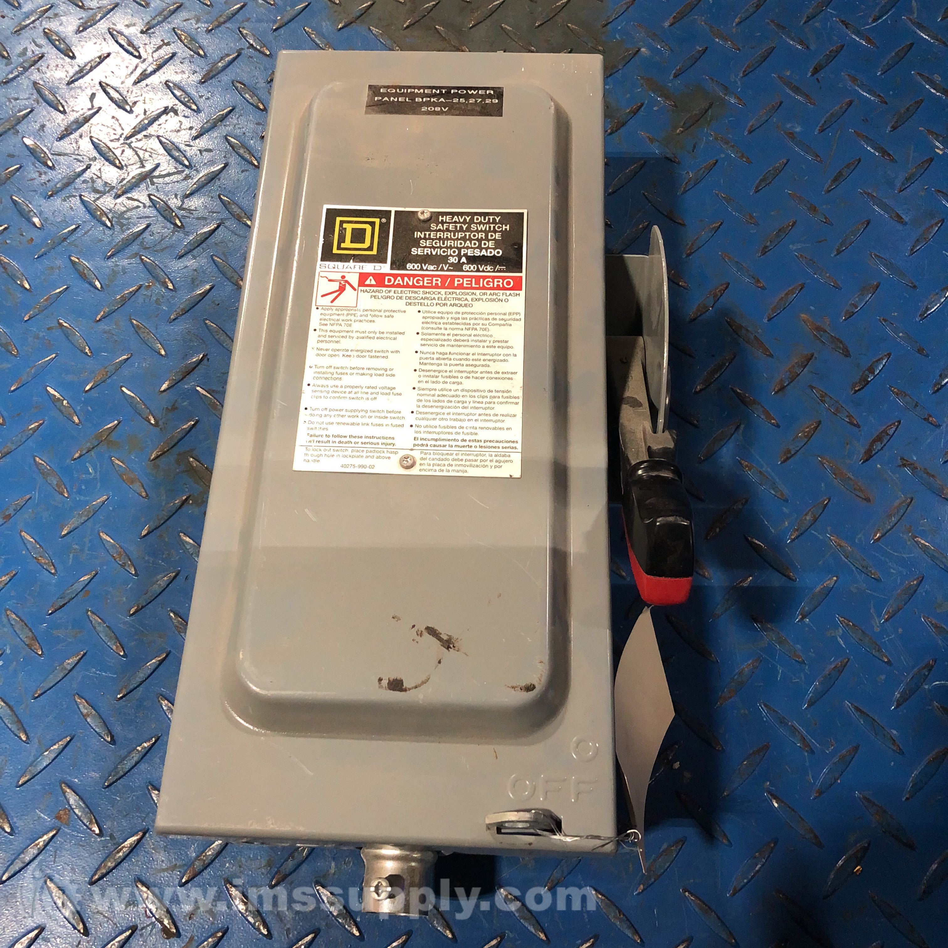 Square D 30A 600Vac/Vdc Heavy Duty Safety Switch IMS Supply