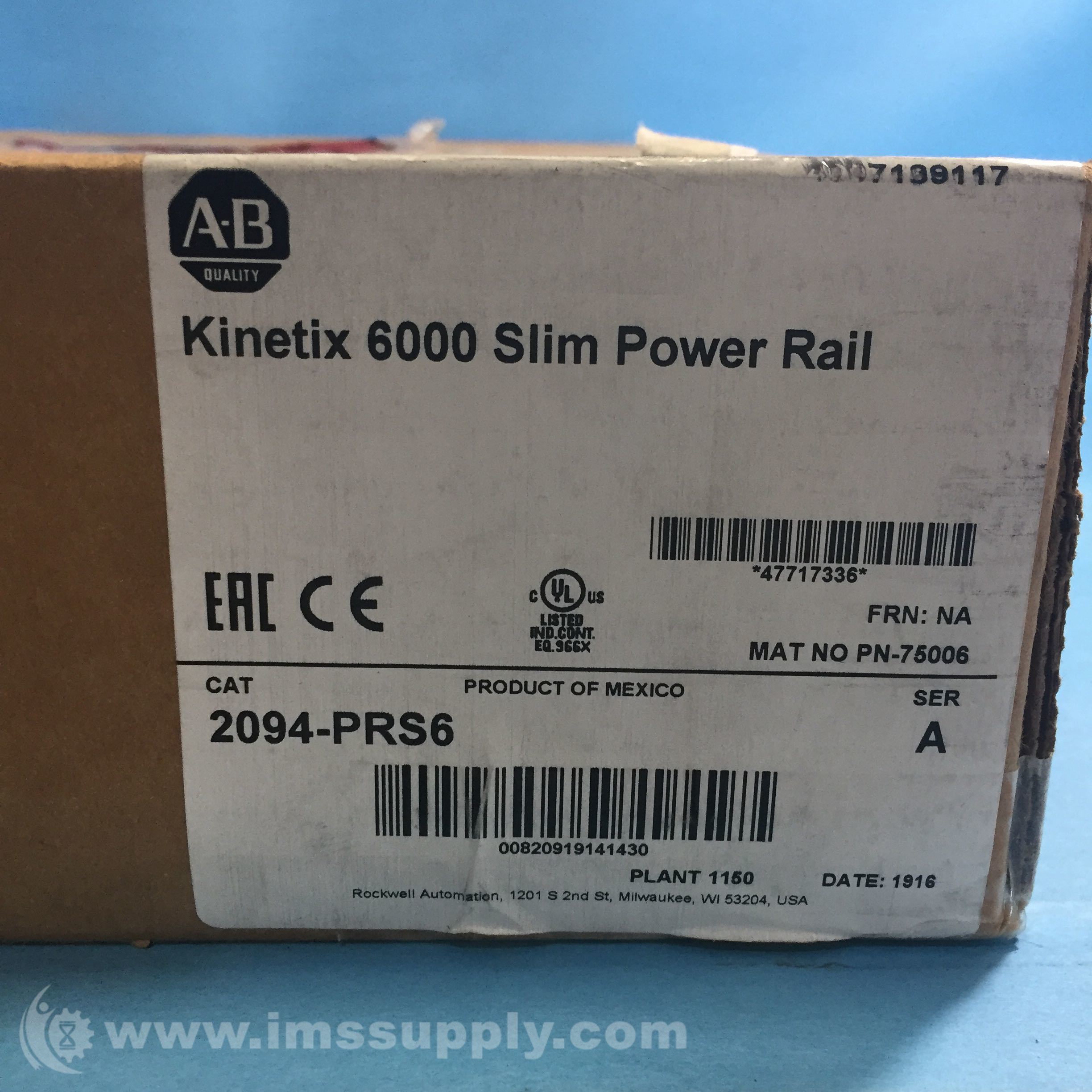 Allen Bradley 2094-PRS6 Series A Power Rail, Slim, 6 Axis - IMS Supply