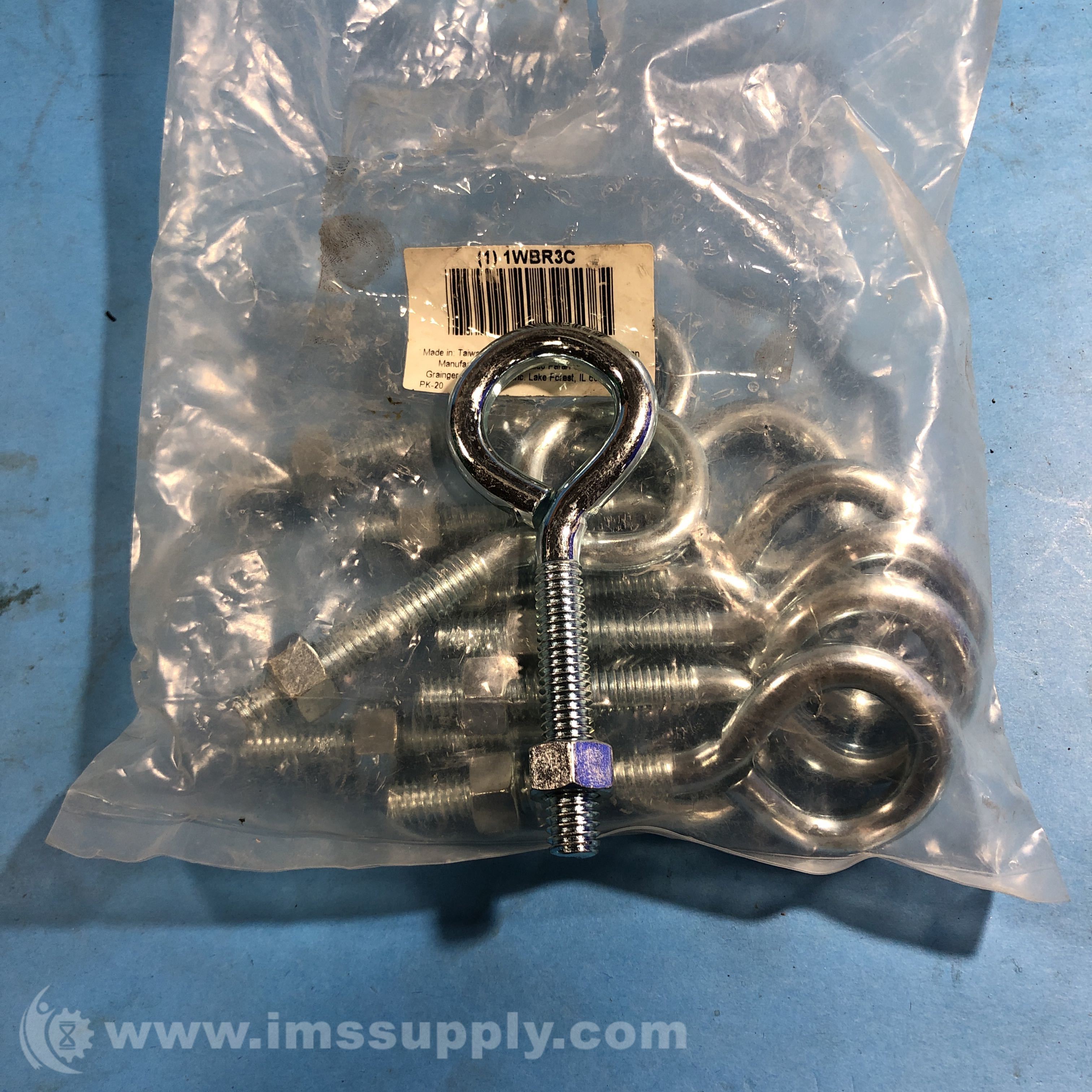Grainger 1WBR3C Bag of 20 Stainless Steel Eye Bolts IMS Supply