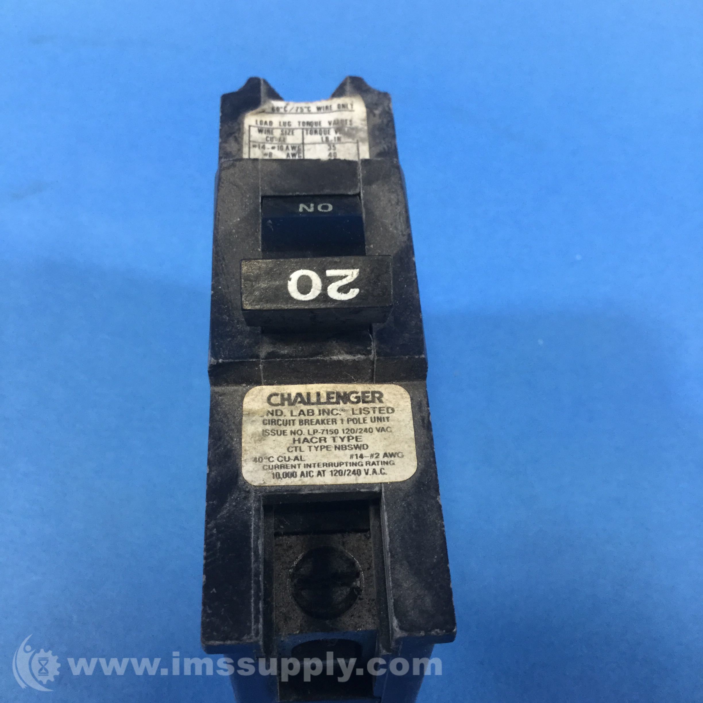 Challenger HACR Challenger Circuit Breaker, 1Pole, 120/240VAC IMS Supply