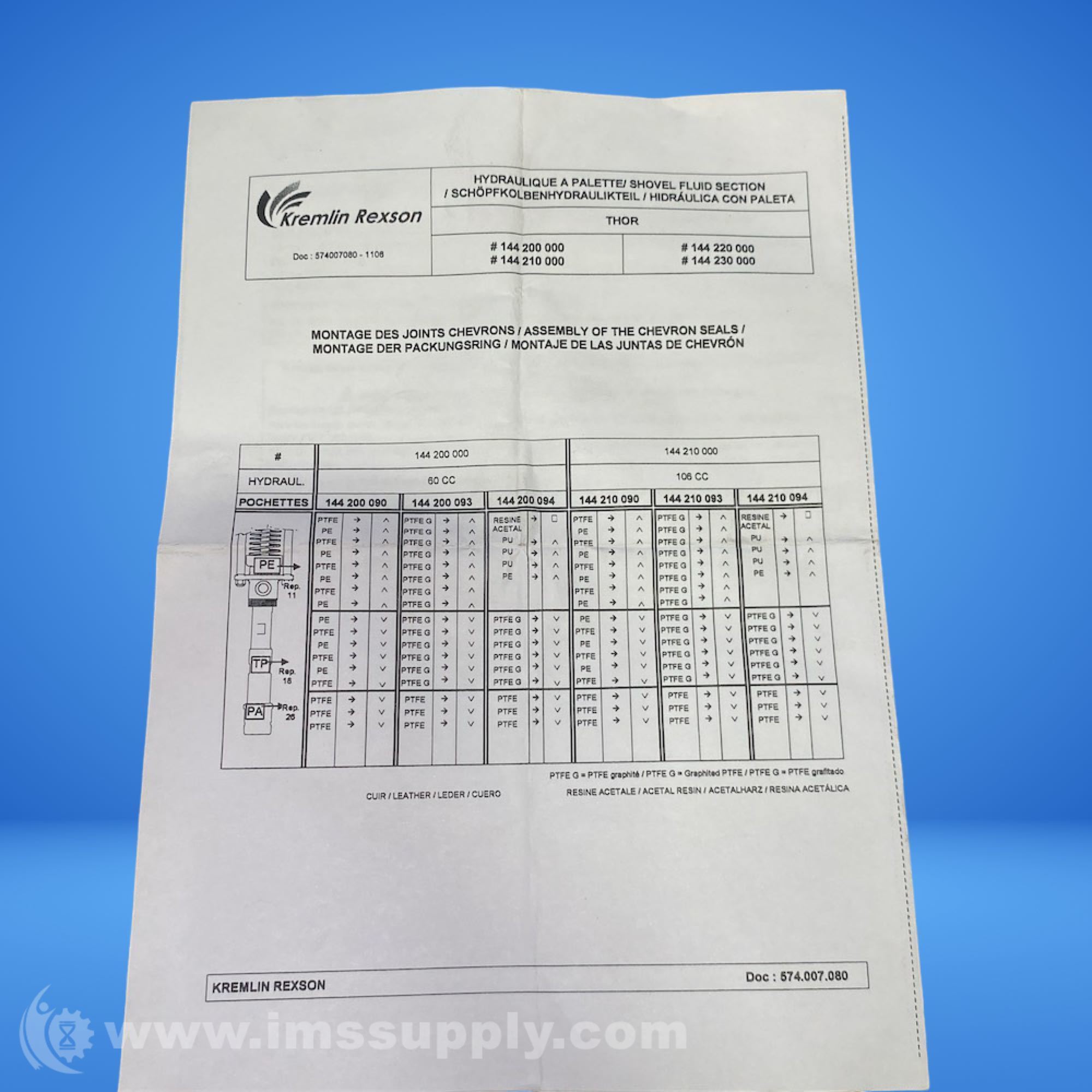 Kremlin Rexson Chevron Seal Assembly Kit - IMS Supply